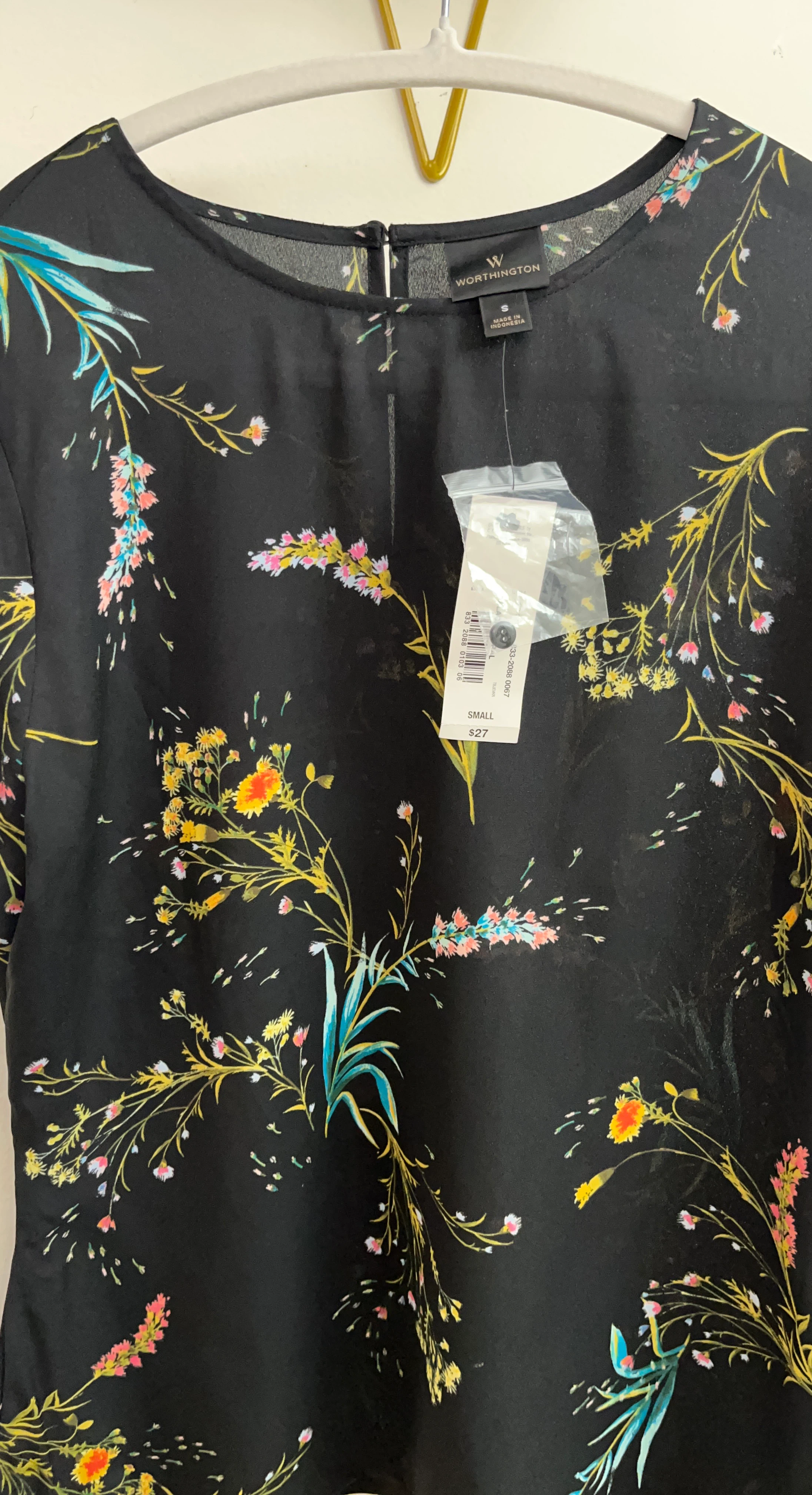 Worthington Women's Black Floral Print Blouse Size Small - photo 2