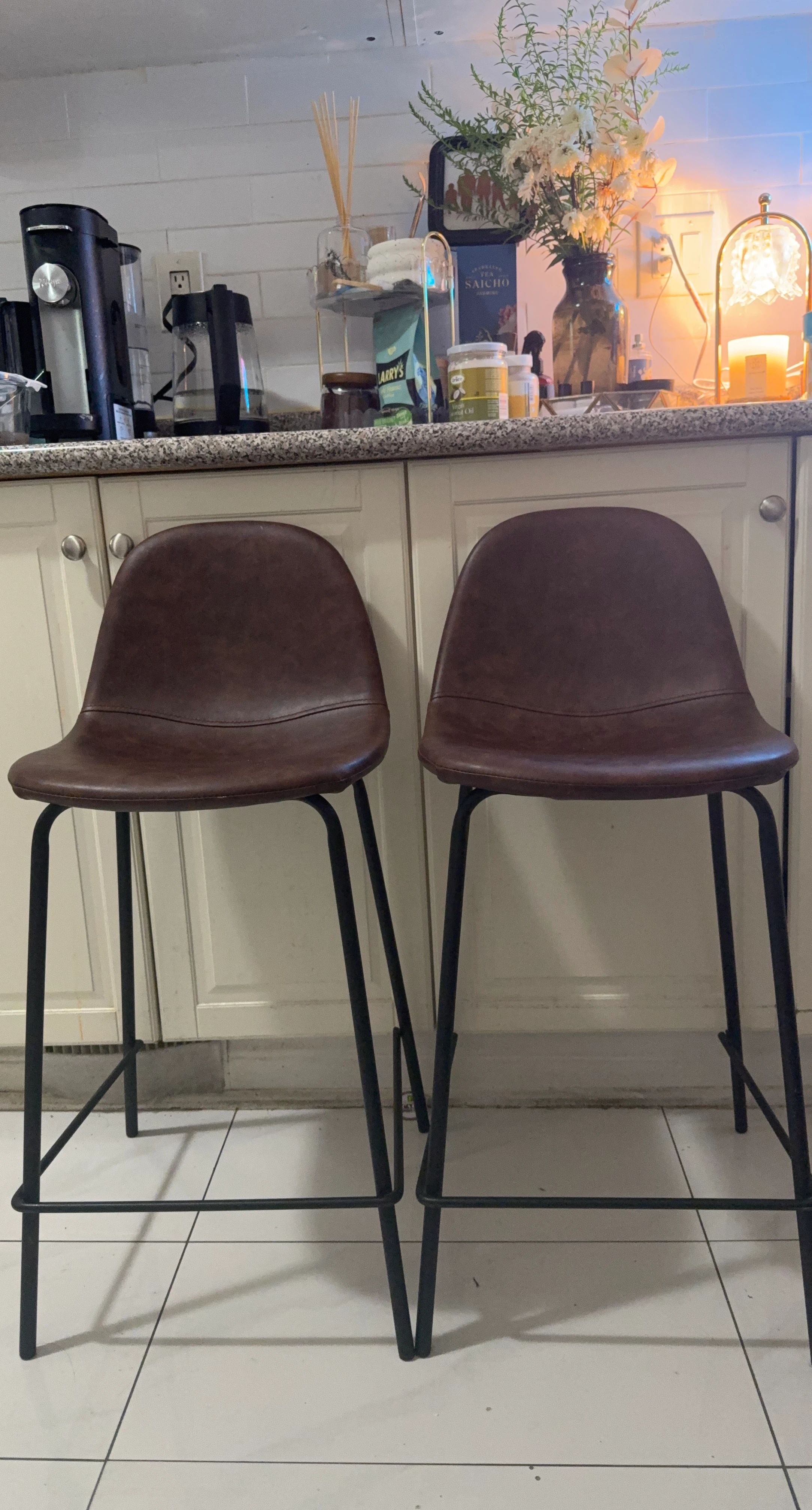 AllModern Kody Vegan Leather Bar & Counter Stools (Set of 2)
