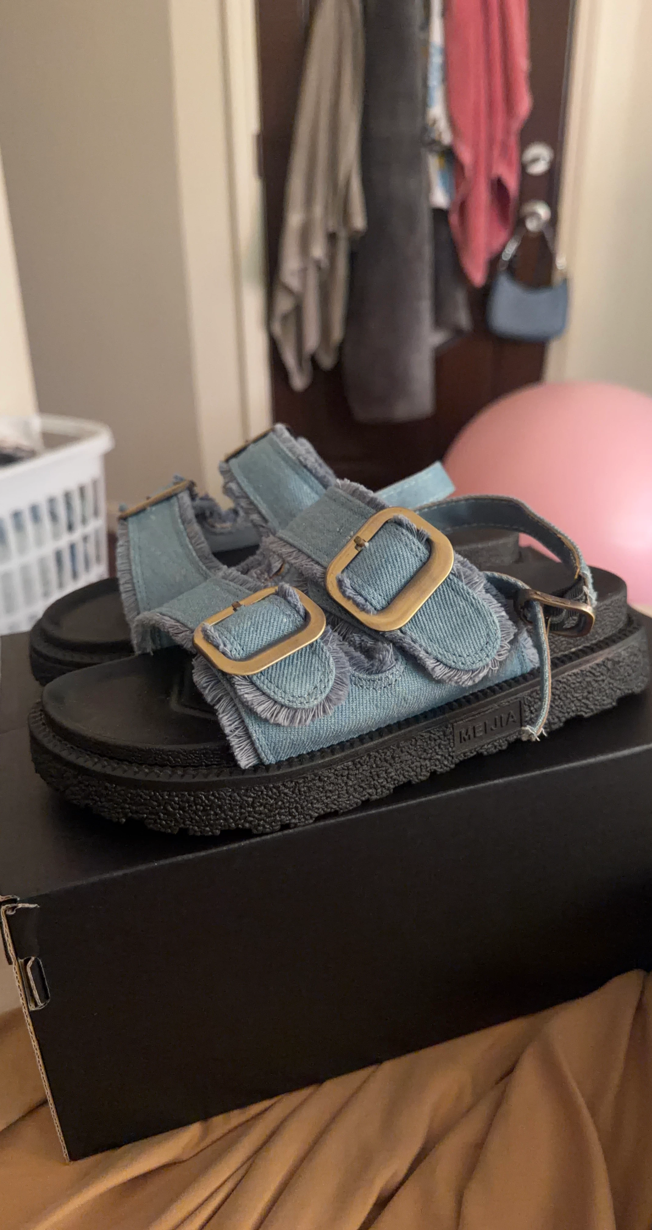 Blue Denim Sandals Size 36