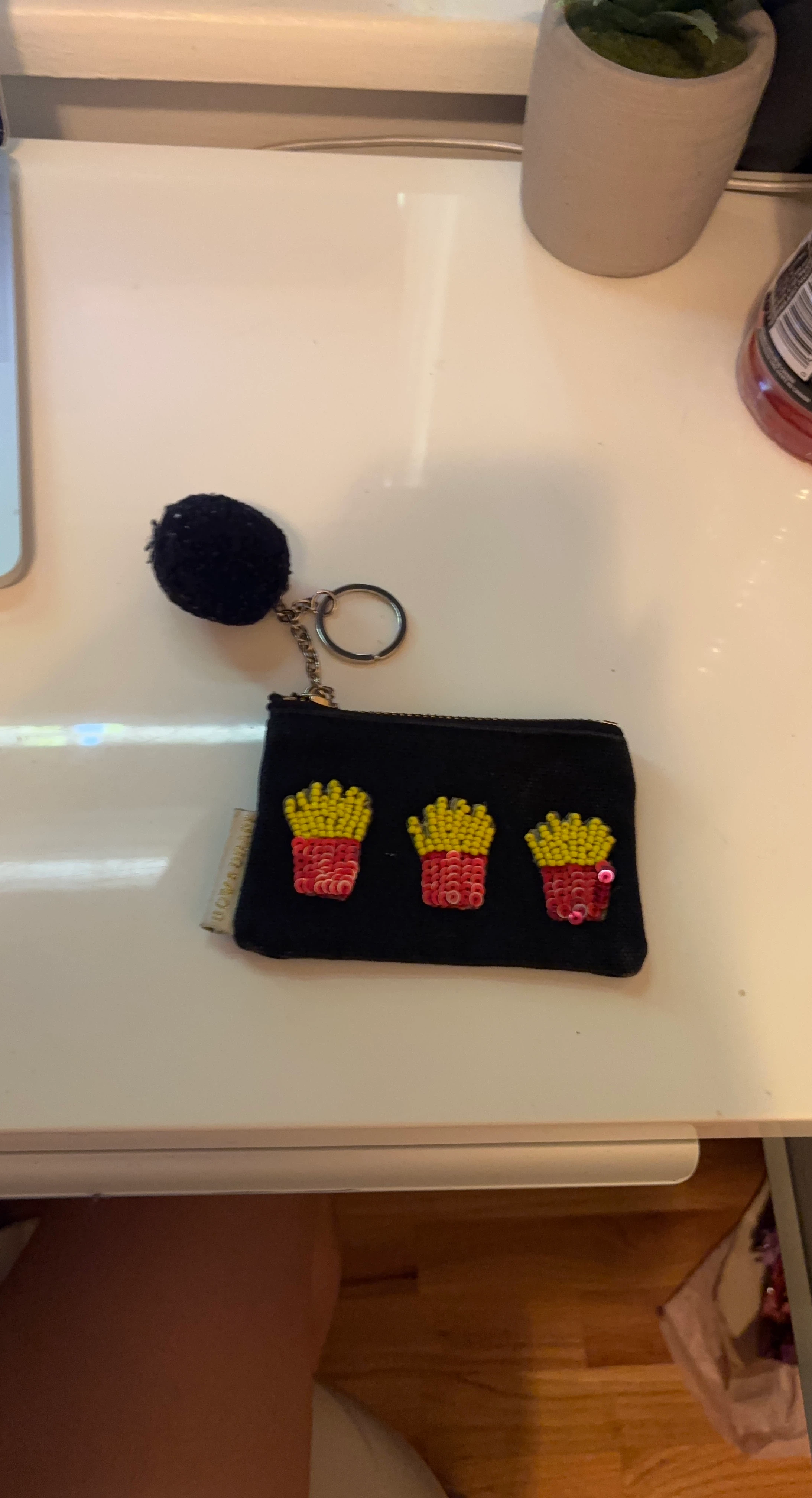Beaded French Fries Coin Pouch