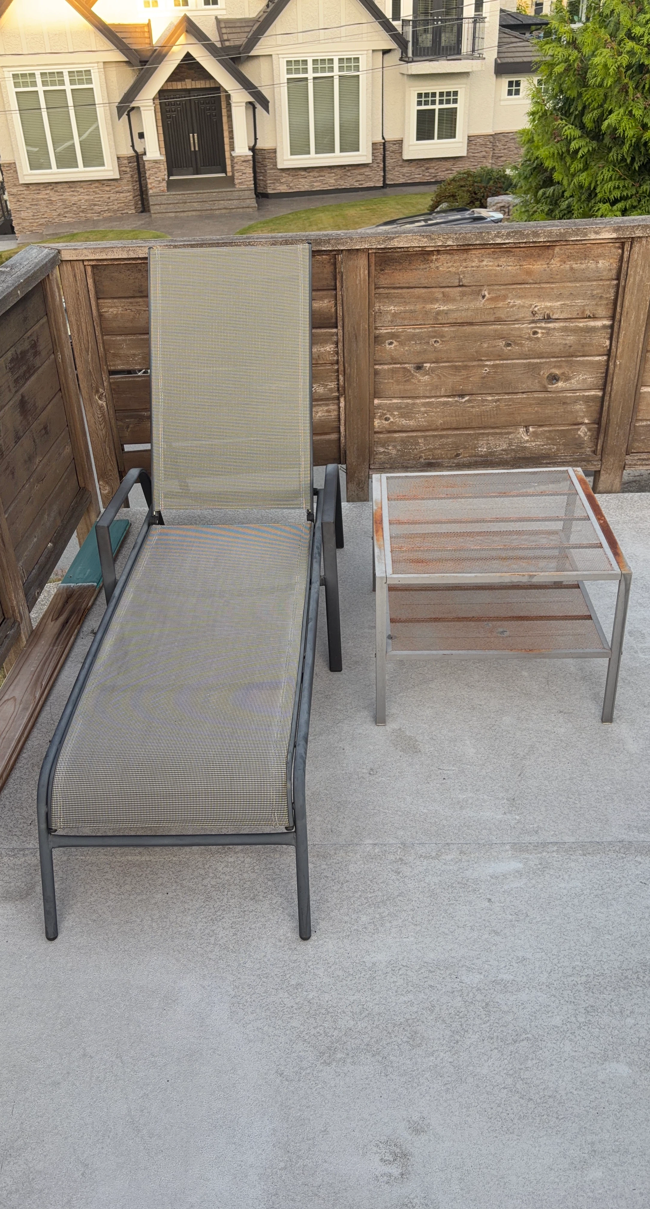 Outdoor Chaise Lounge Chair and Side Table Set