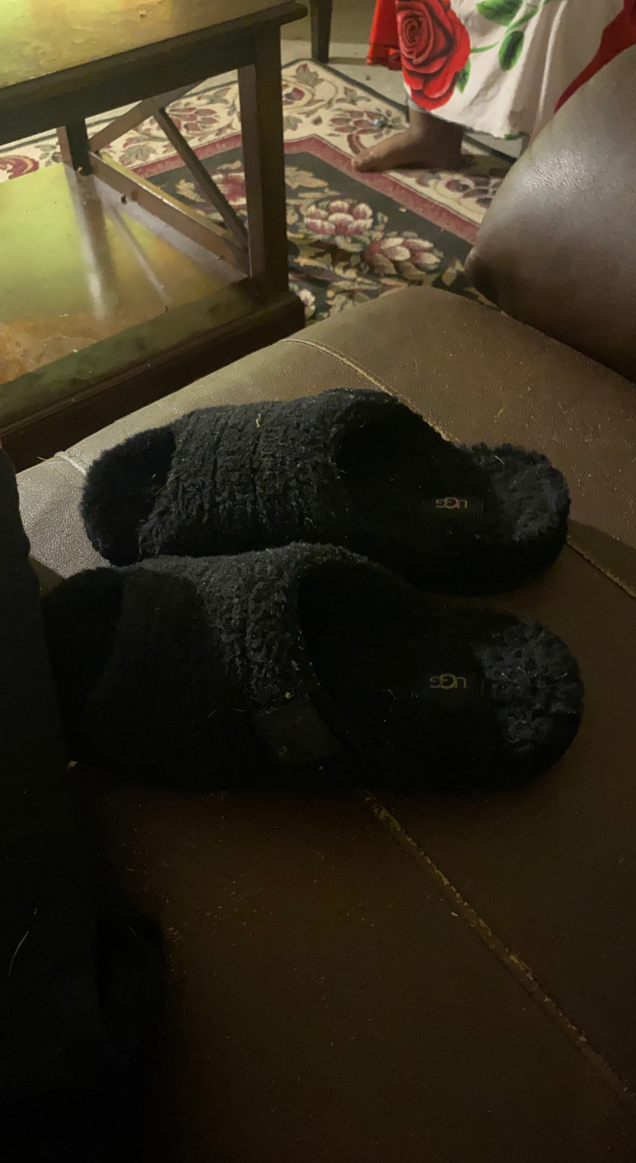 UGG Black Fluffy Slippers