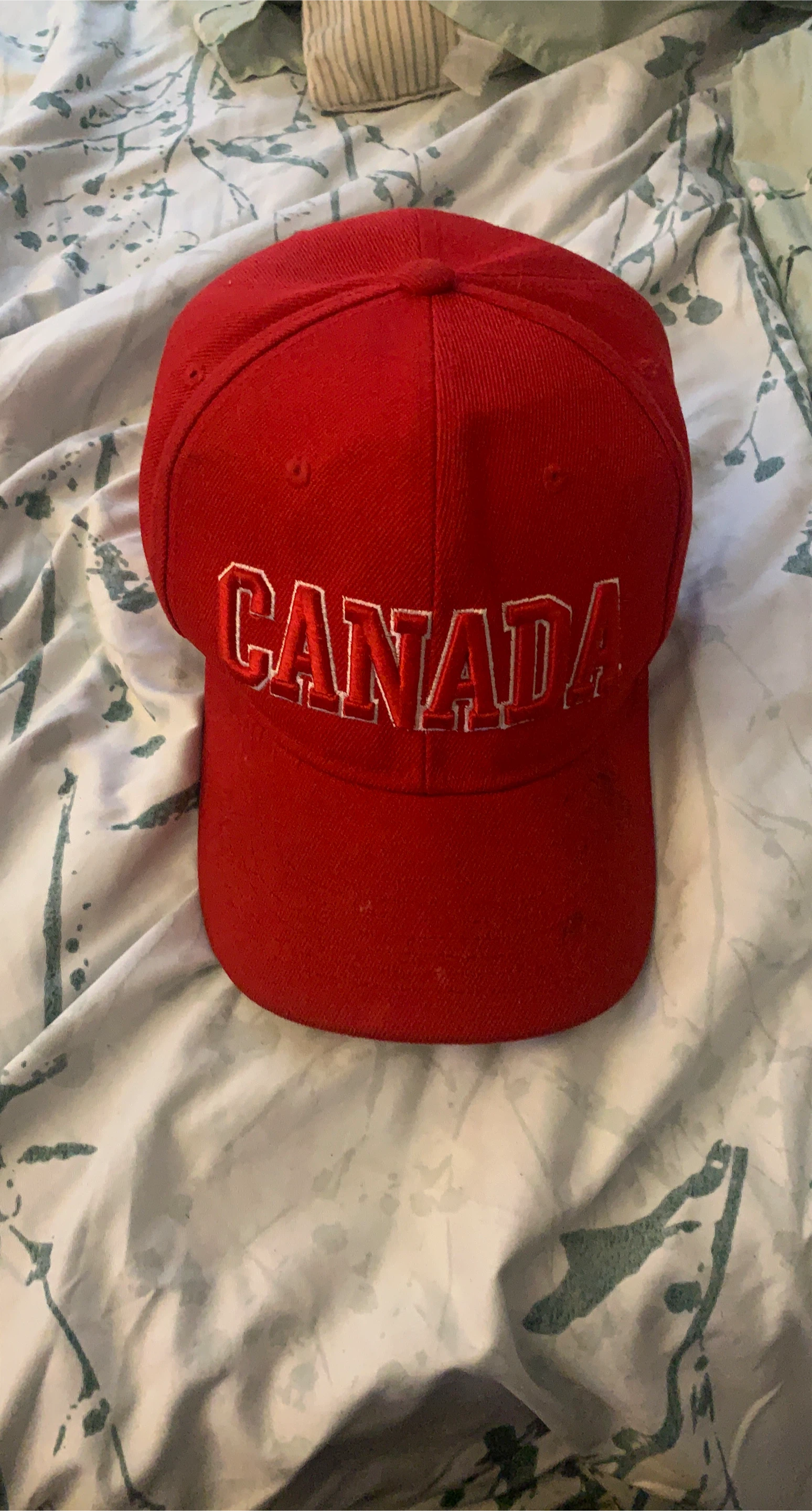 Red Canada Embroidered Baseball Cap