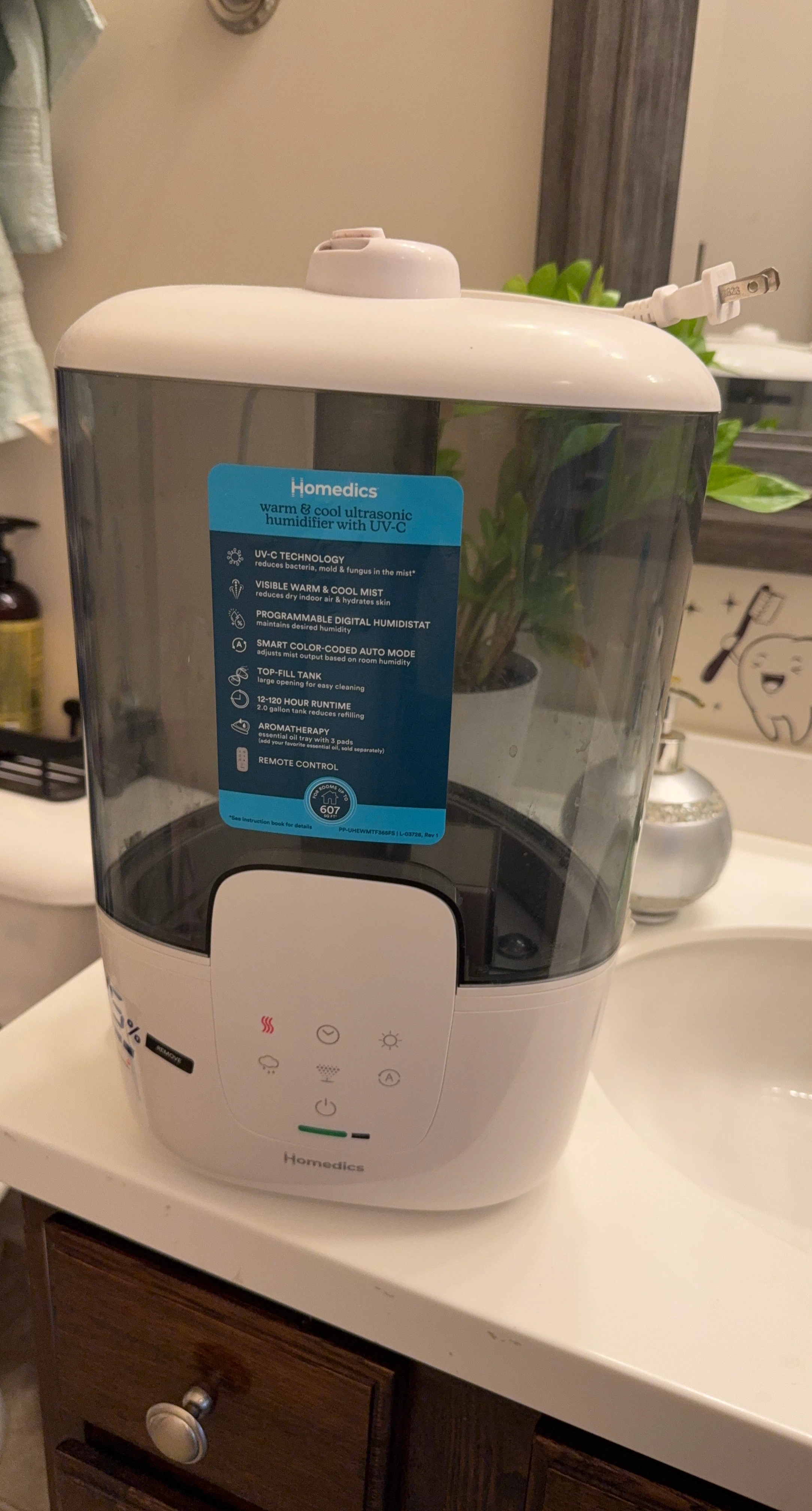 Homedics Warm & Cool Ultrasonic Humidifier with UV-C