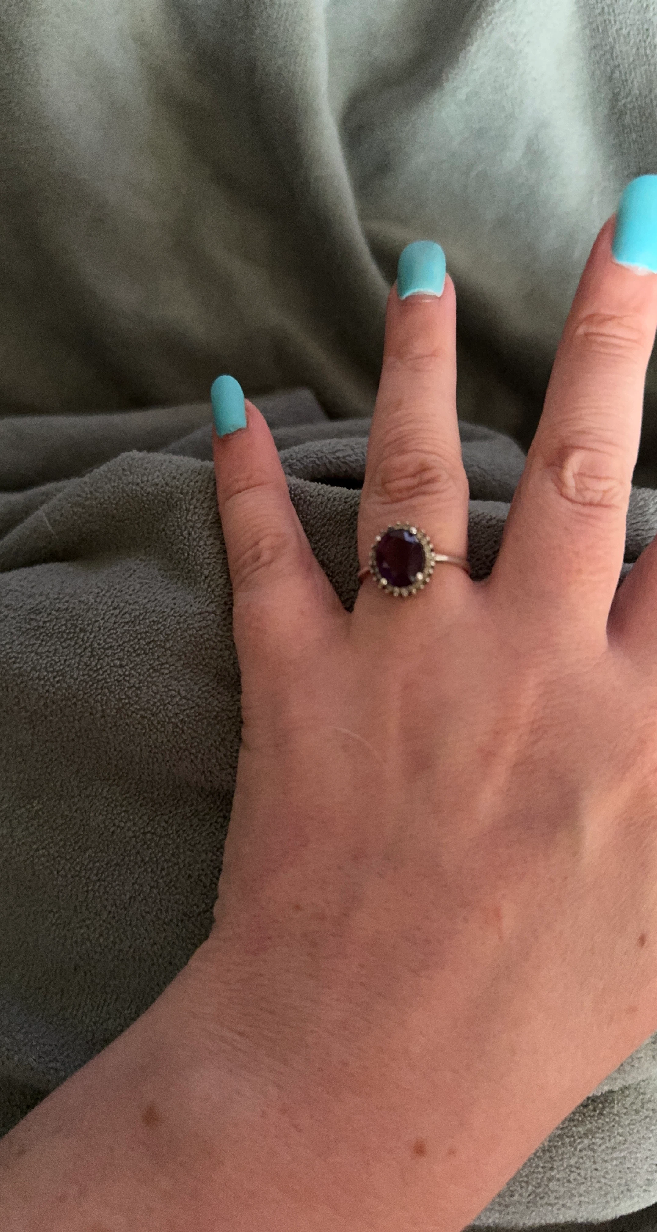 Purple Gemstone Ring with Silver Setting