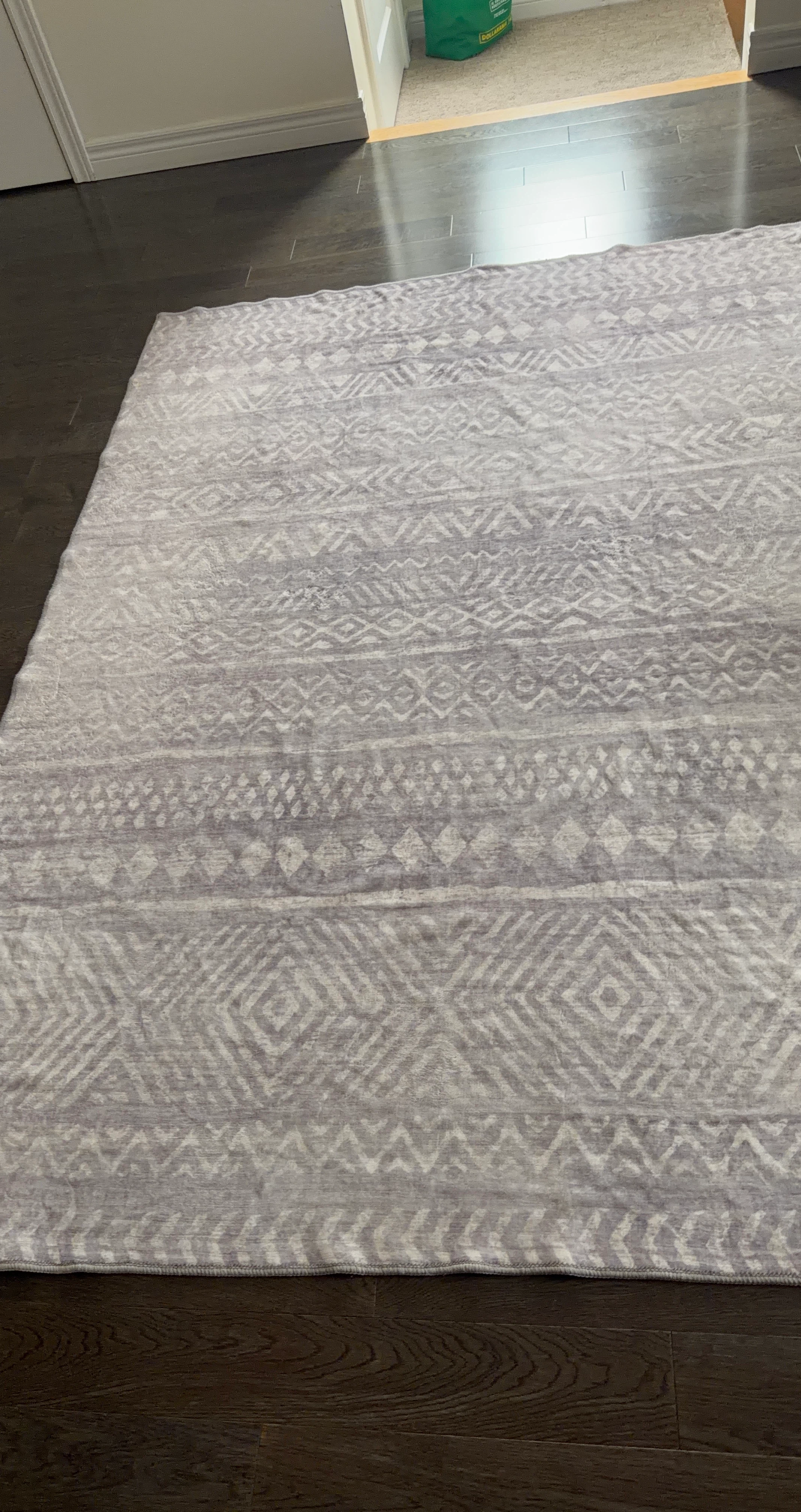 Grey Geometric Pattern Area Rug and Runner