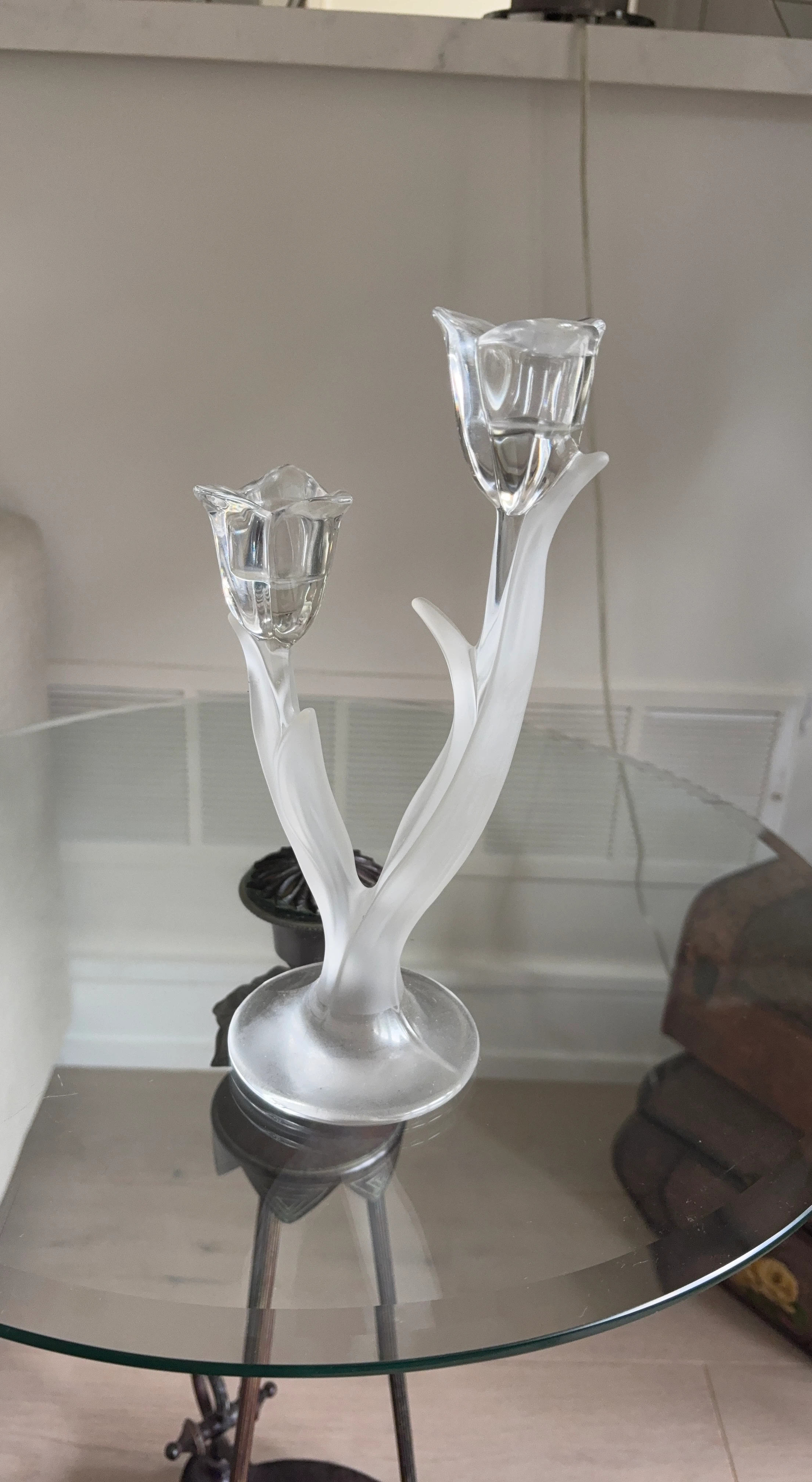 Glass Tulip Candlestick Holder
