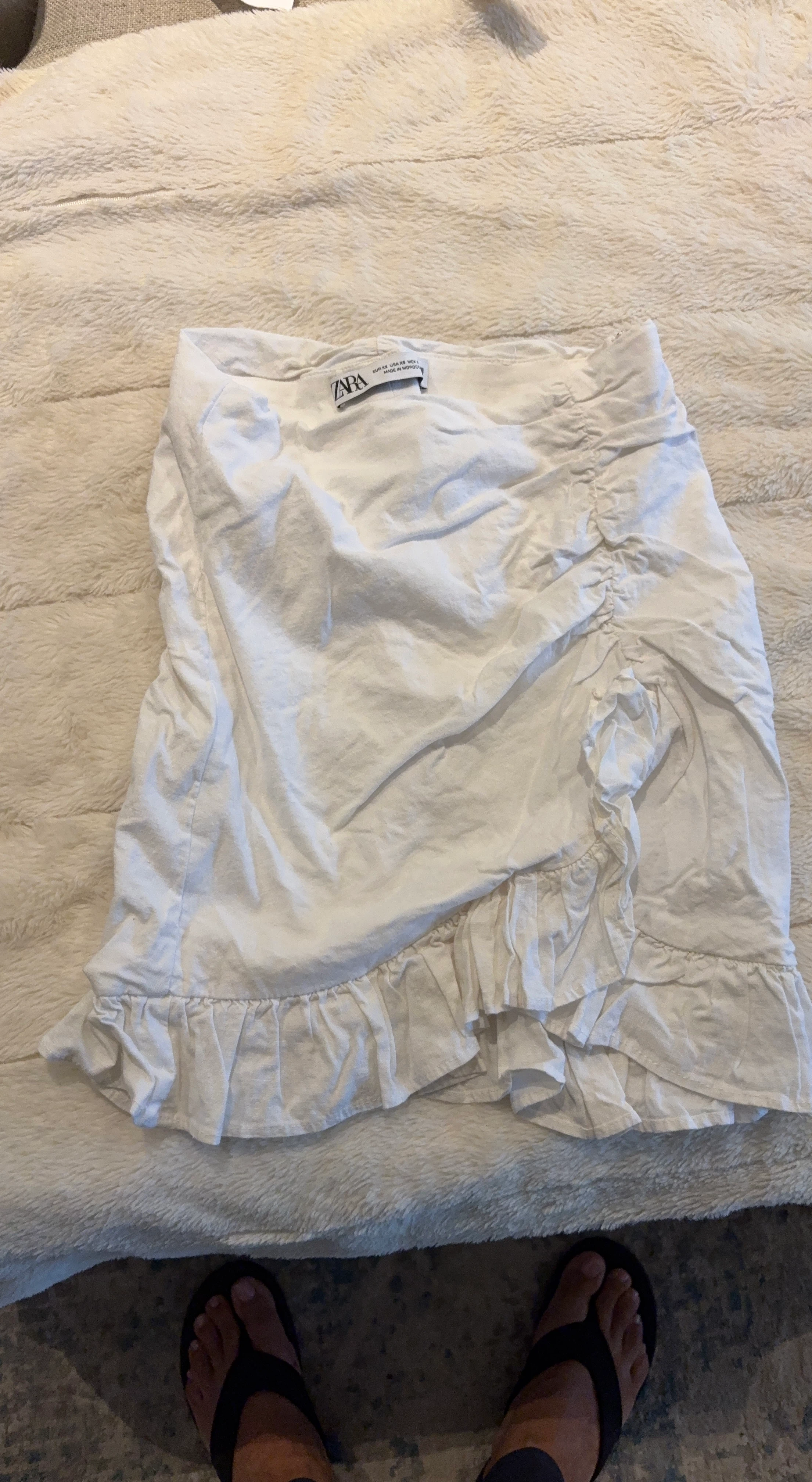 White Ruffle Mini Skirt