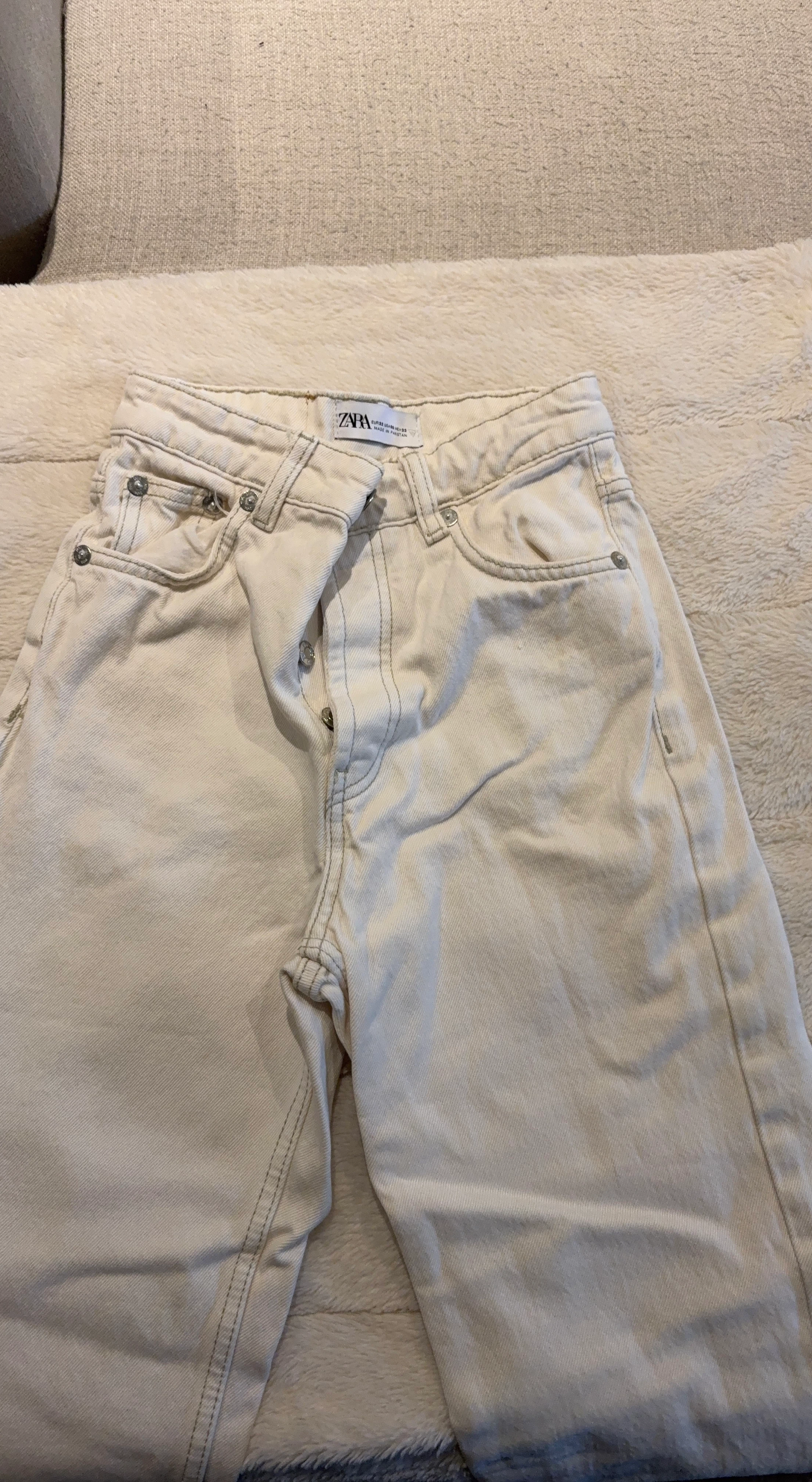 ZARA Cream Wide Leg Jeans