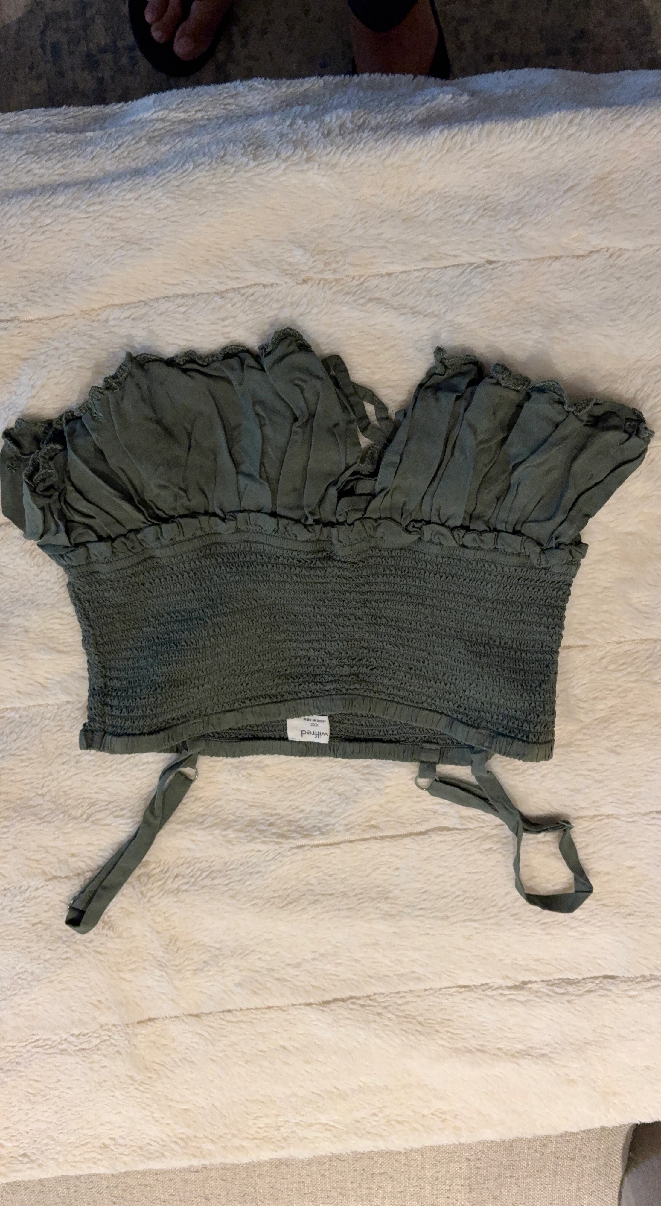 Wilfred Smocked Ruffle Crop Top
