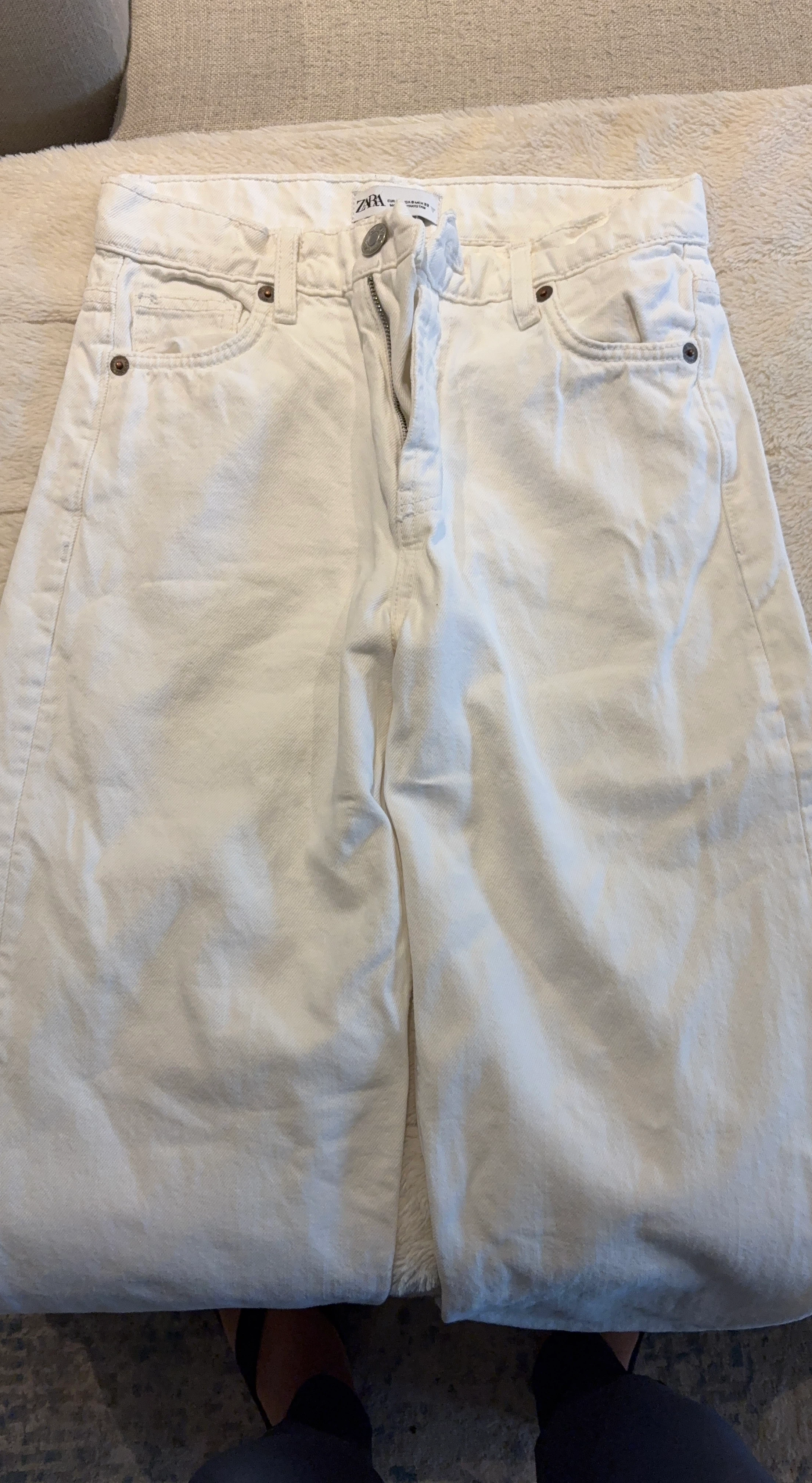 ZARA White Wide Leg Denim Jeans