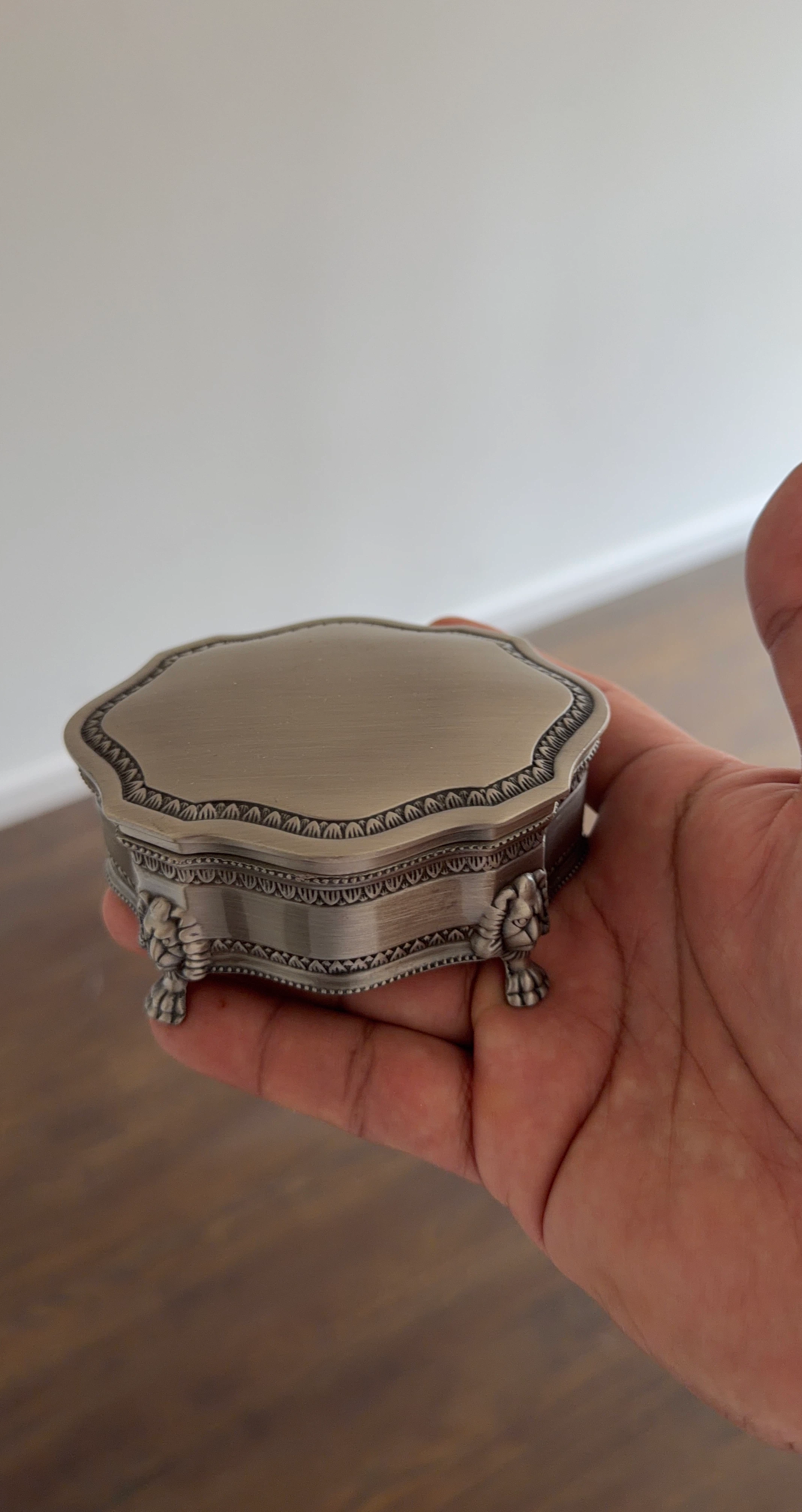 Ornate Silver-Tone Trinket Box