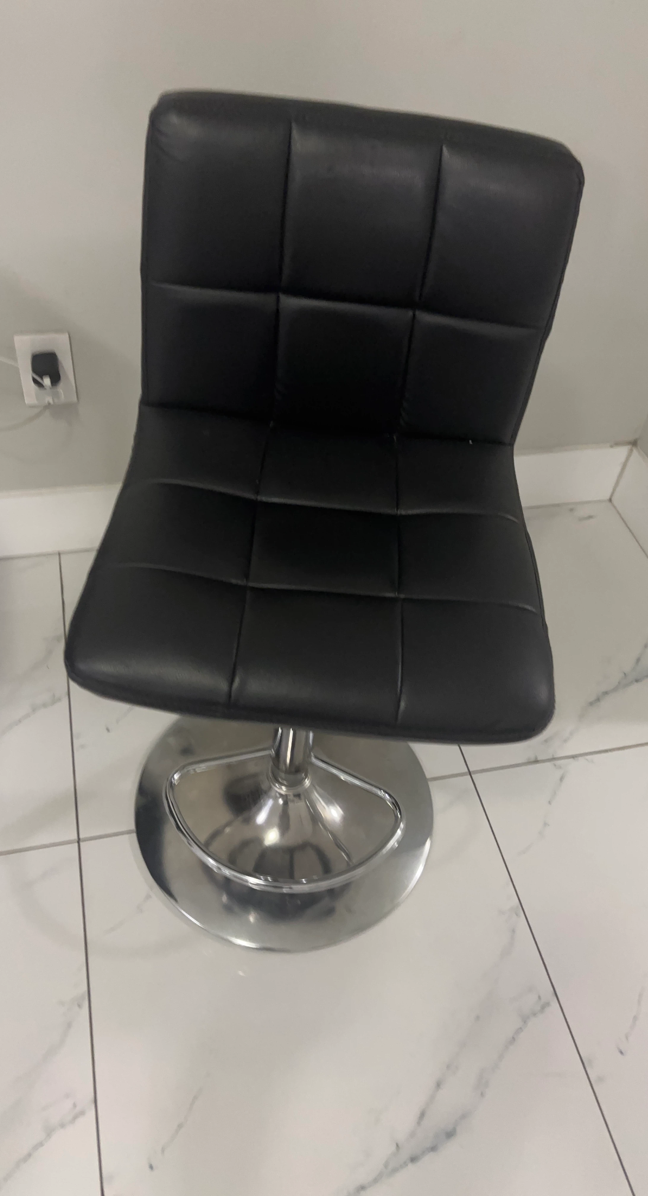 Black Faux Leather Bar Stool