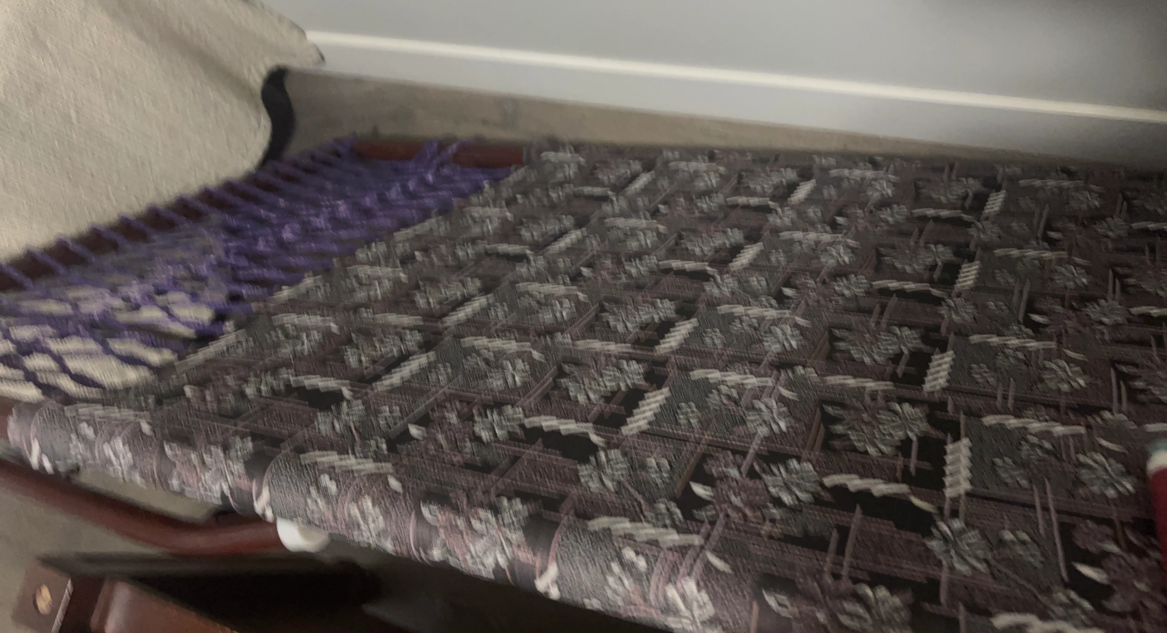 Decorative Bench Cushion with Purple Accents