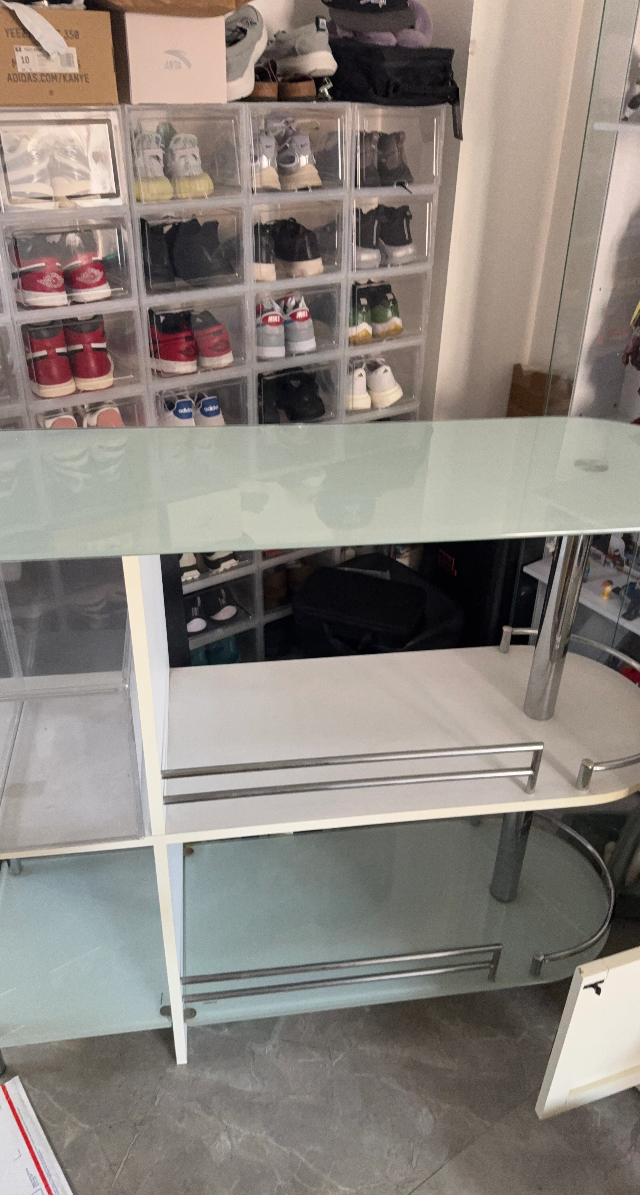Glass Top Bar Table with Chrome Accents