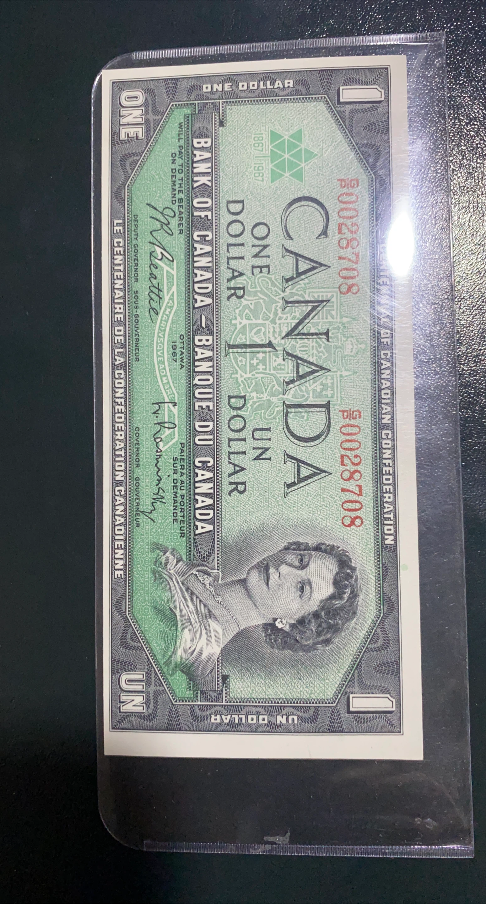 EROR Canada 1967 Centennial of Confederation One Dollar Bill