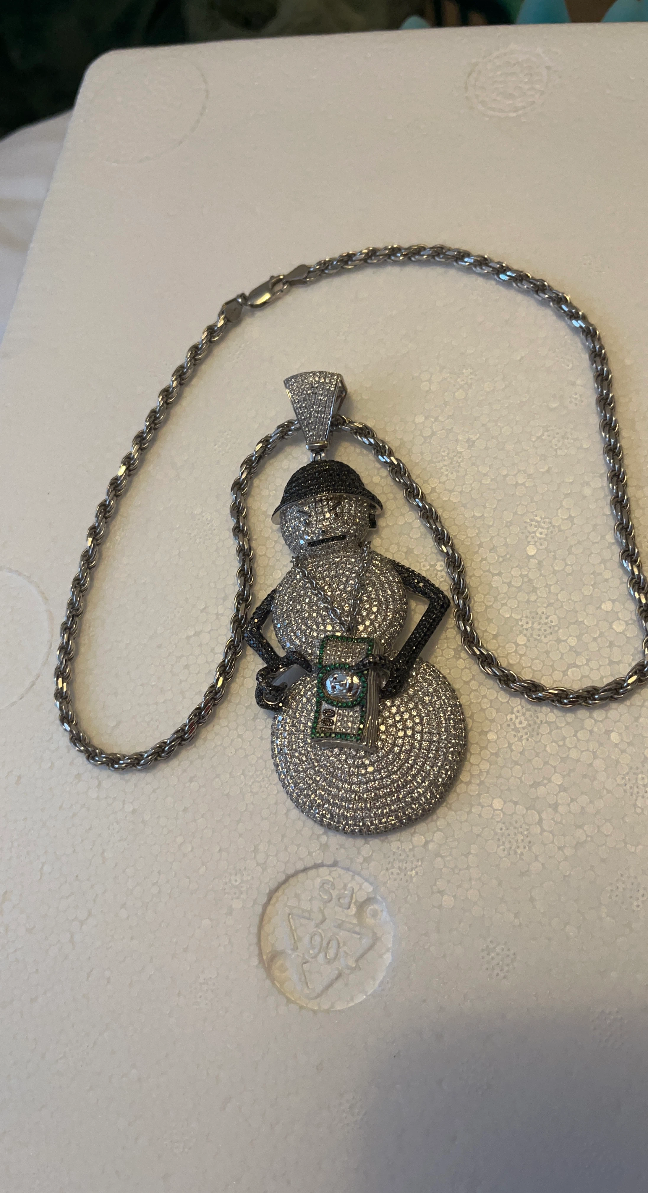 Rhinestone Snowman Pendant Necklace