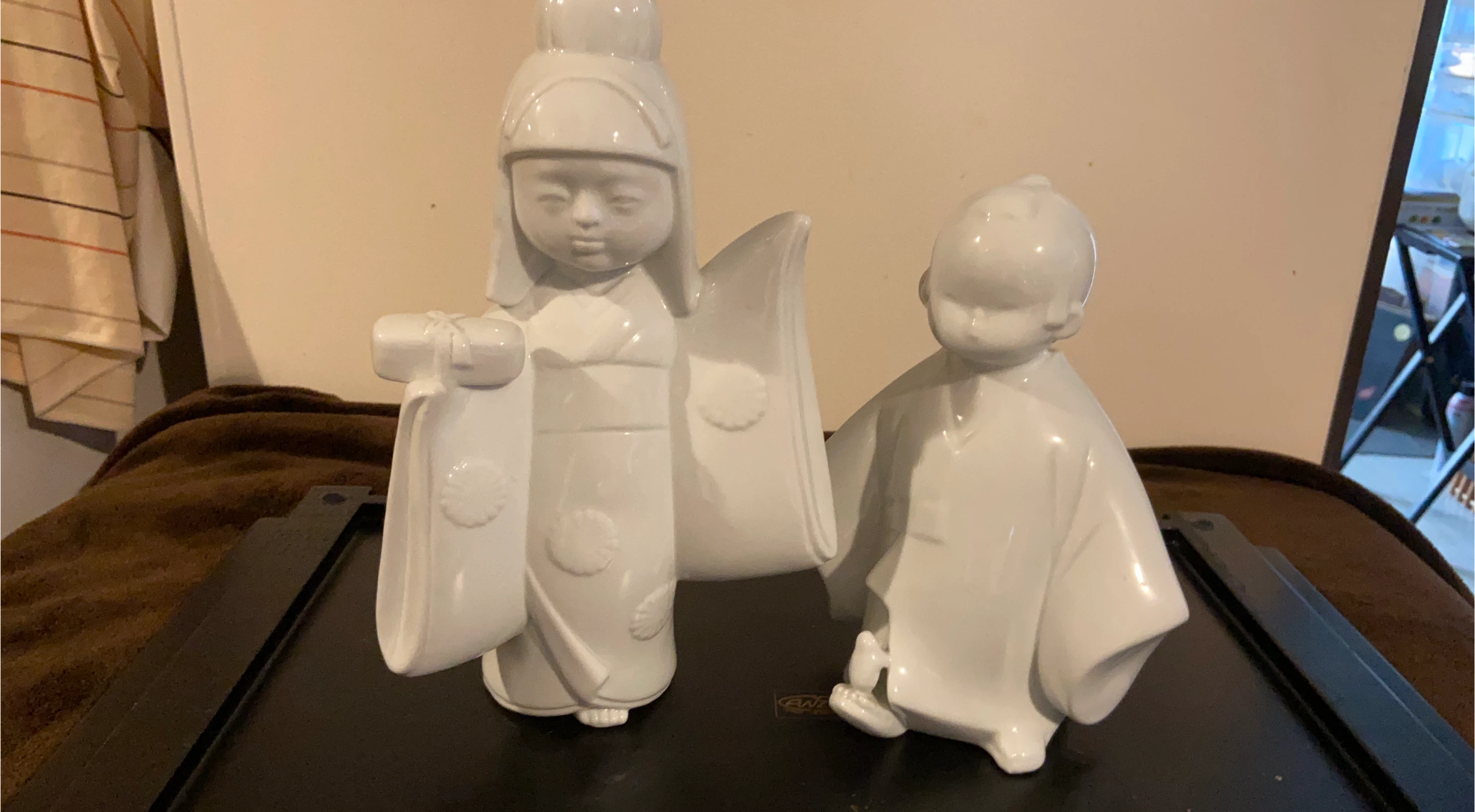 Japanese White Porcelain Figurines - Two Figures