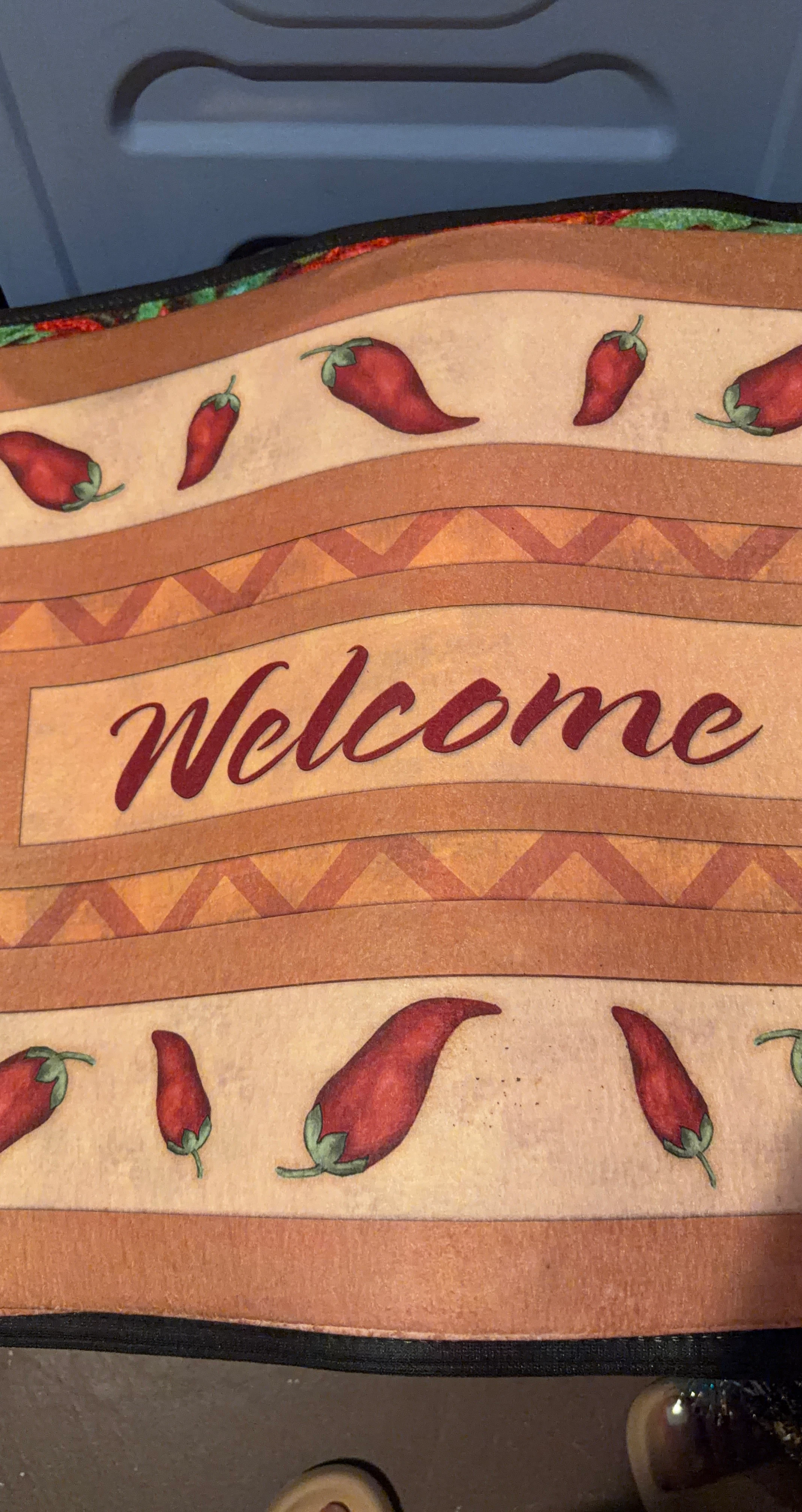 Welcome Doormat with Chili Peppers
