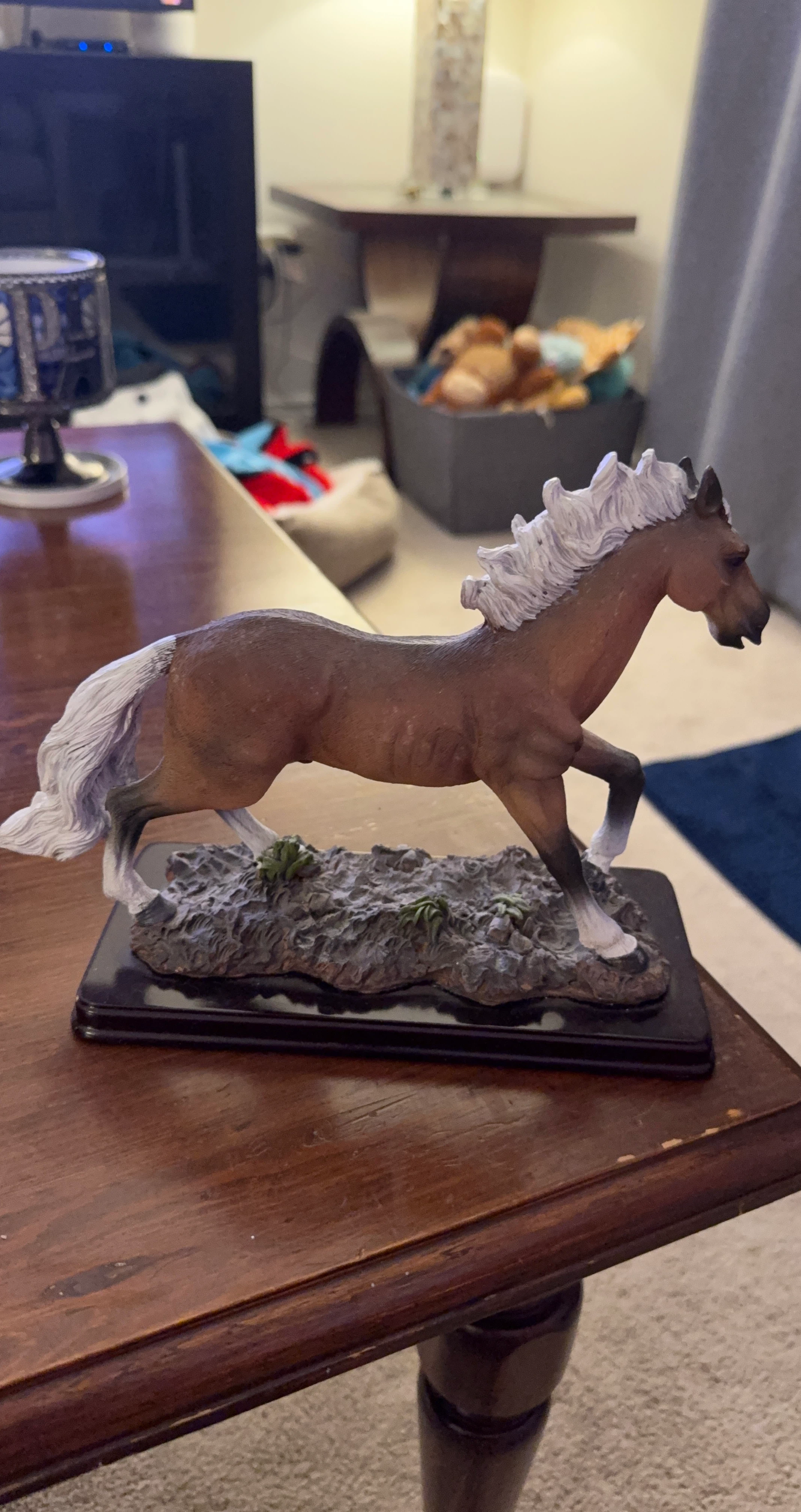 Resin Horse Figurine on Display Base