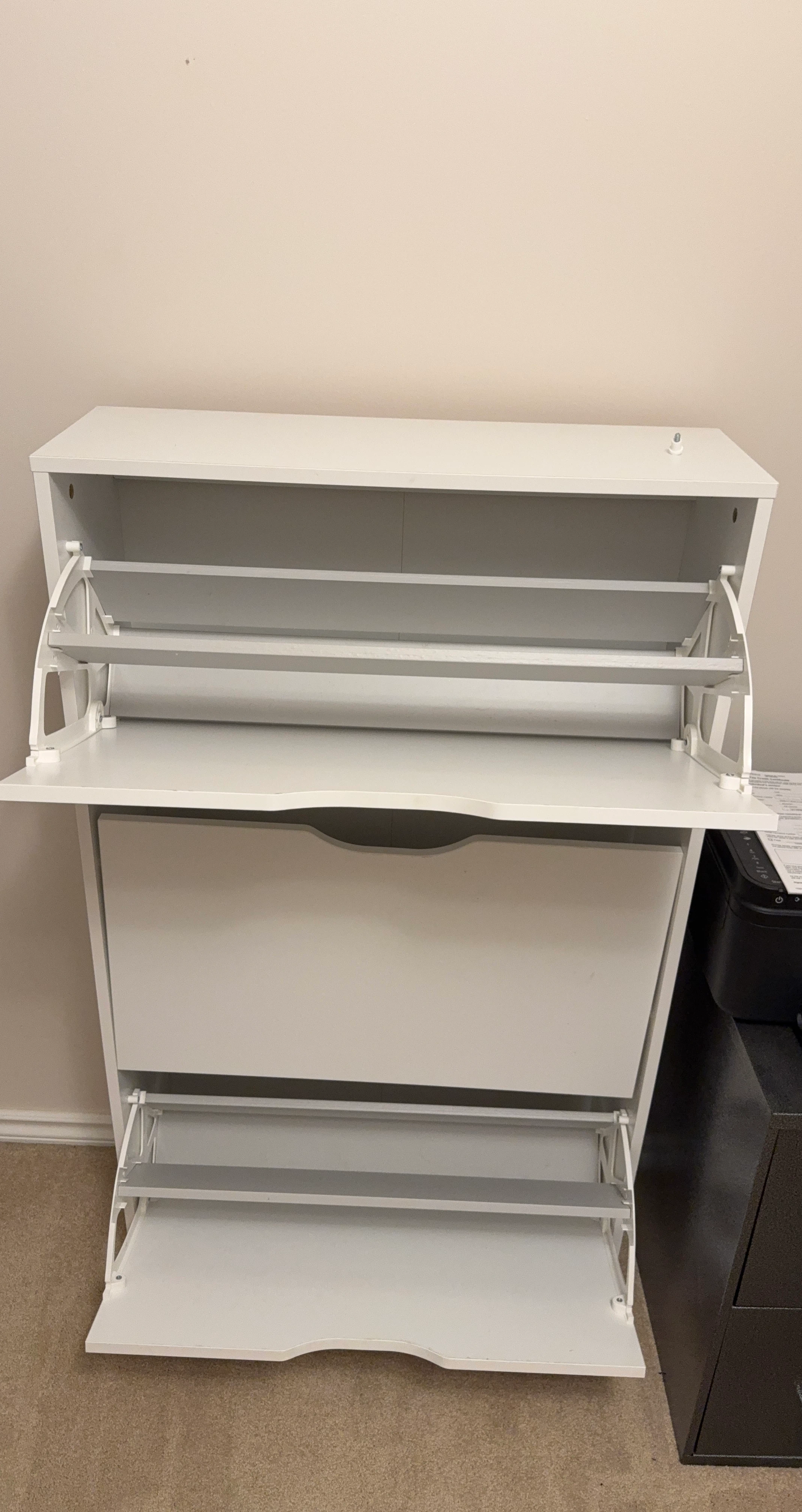 White Shoe Cabinet with Drawer