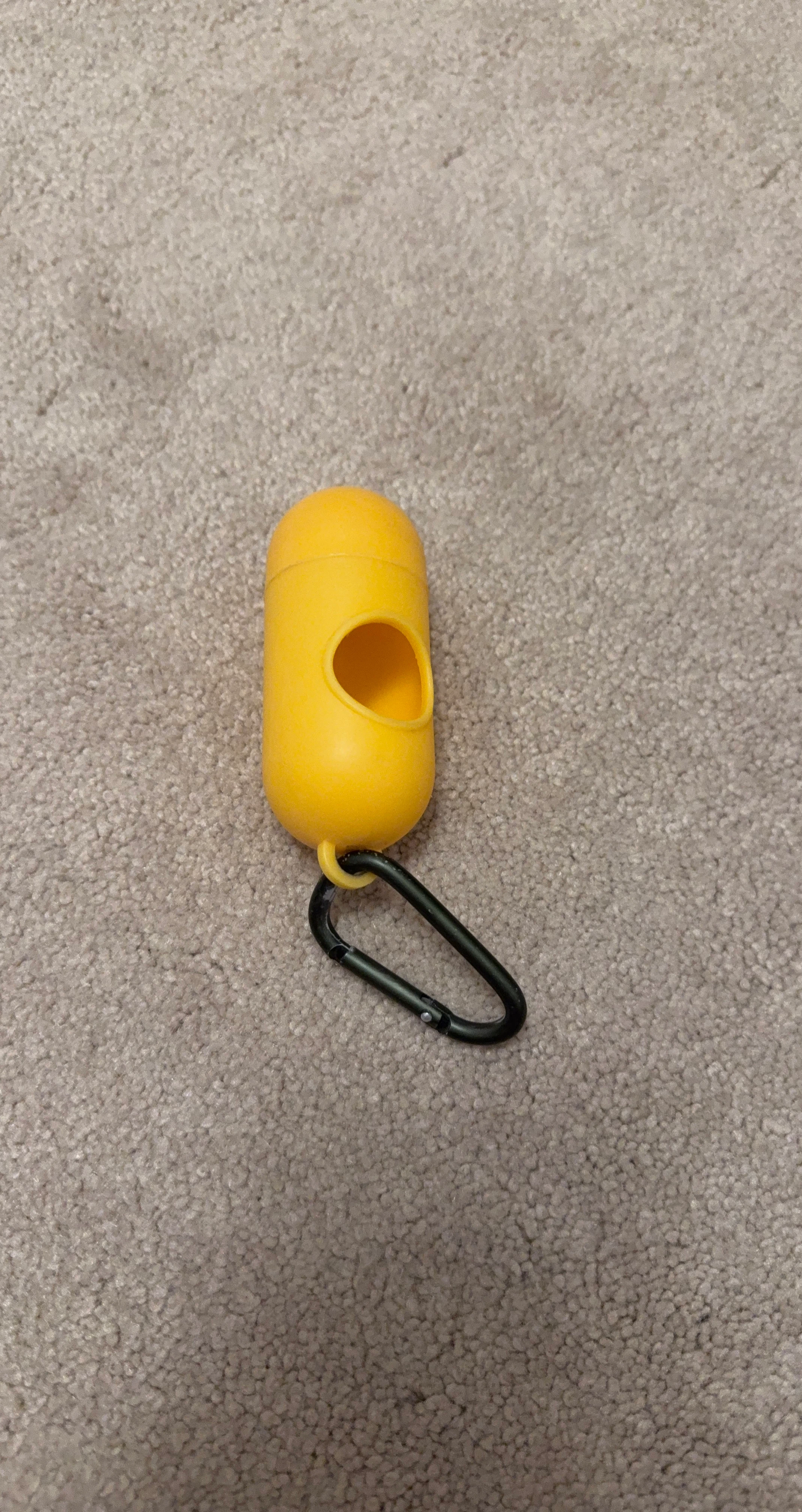 Yellow Portable Waste Bag Dispenser with Carabiner