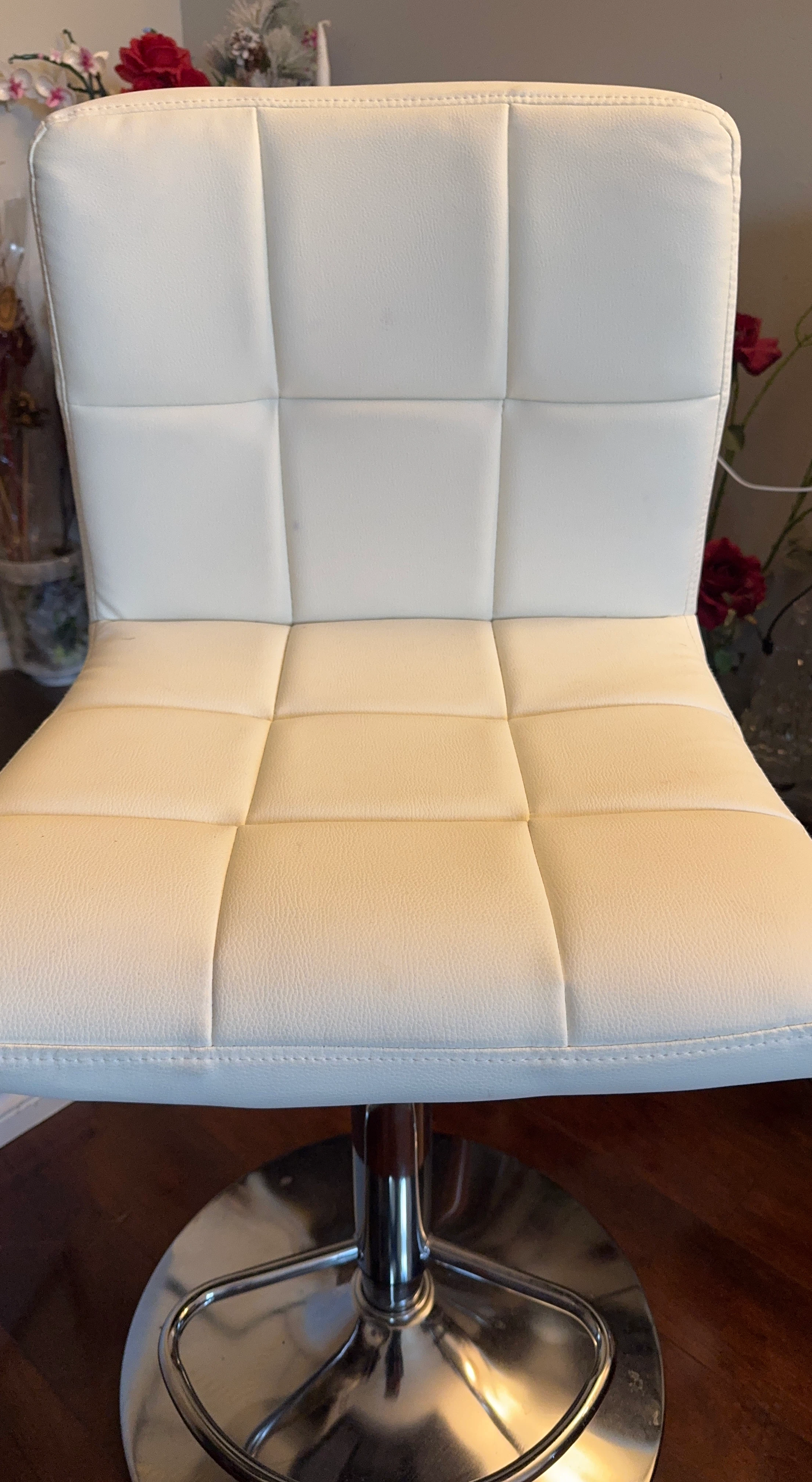 White Faux Leather Bar Stool