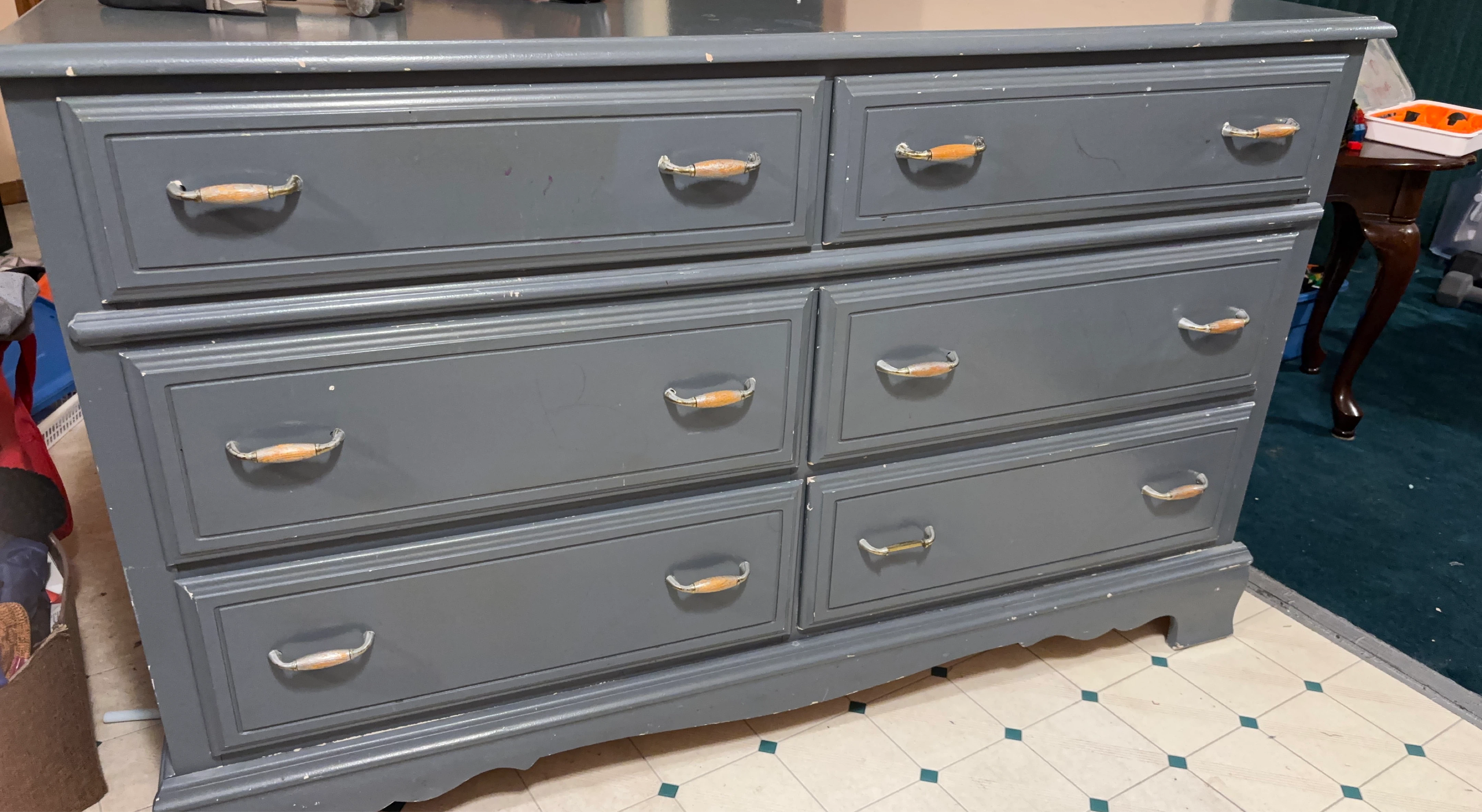 Grey Six Drawer Dresser