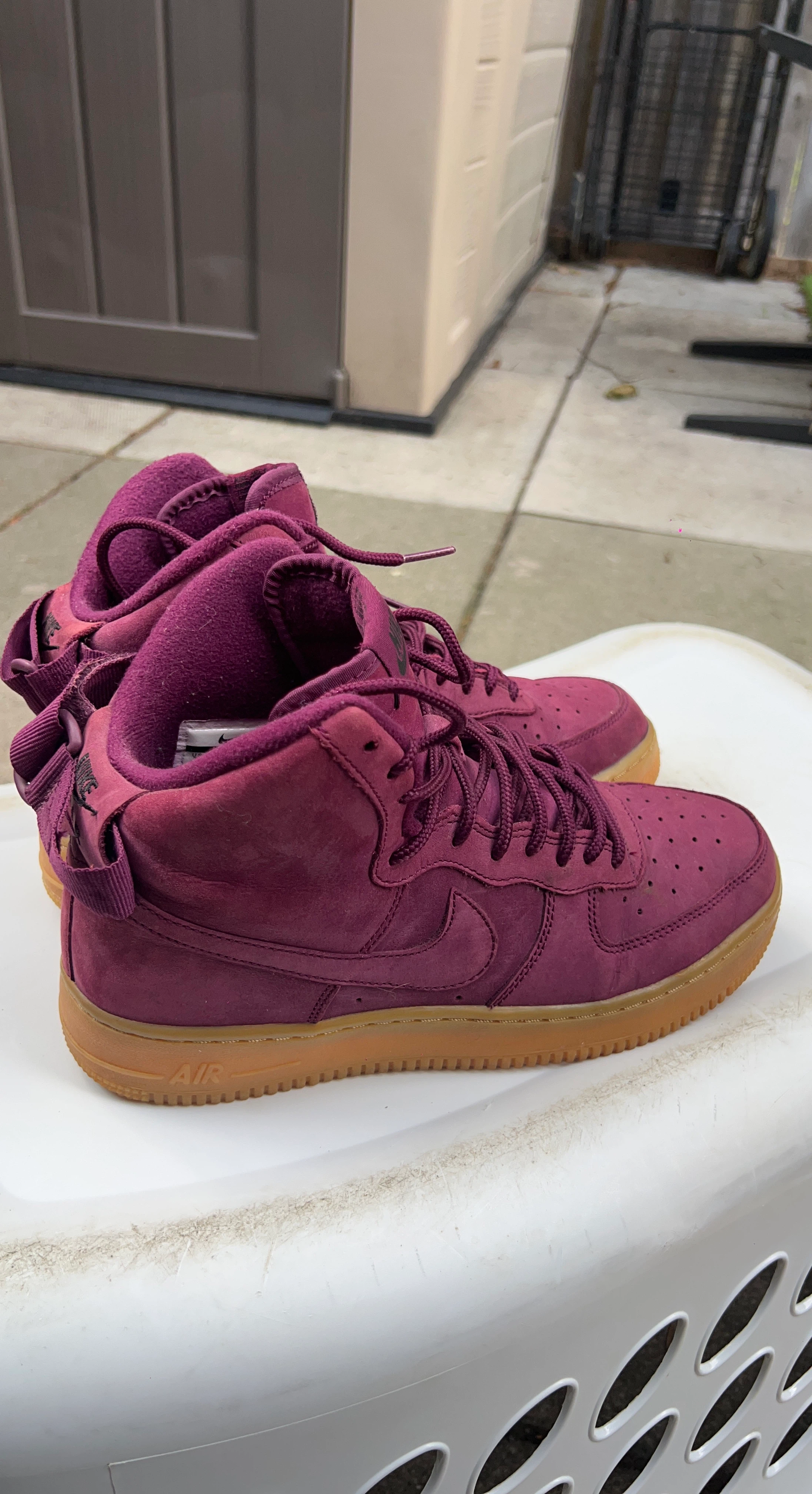 Nike Air Force 1 Mid Burgundy Suede Gum Sole