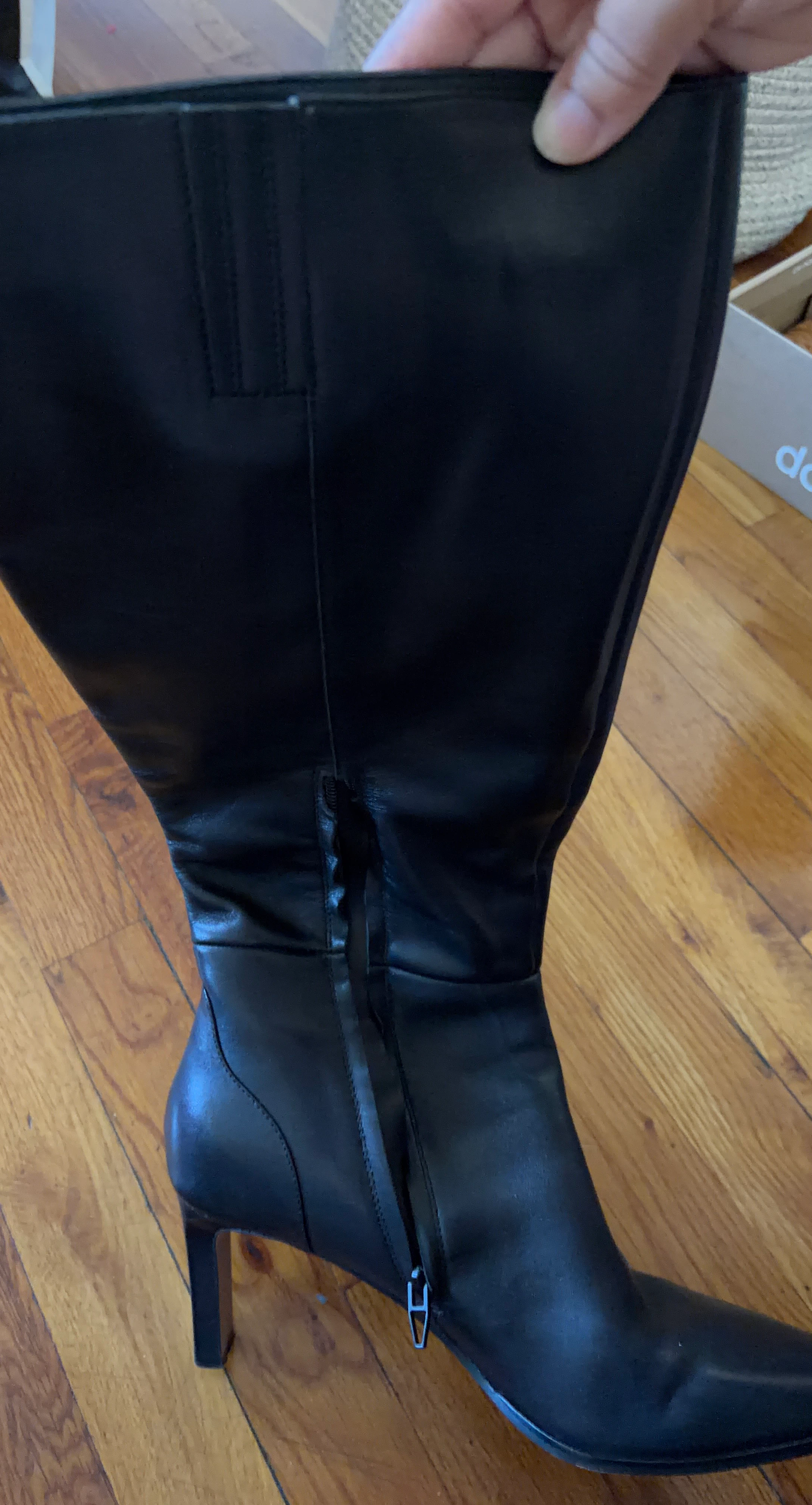 Black Leather Knee-High Boots