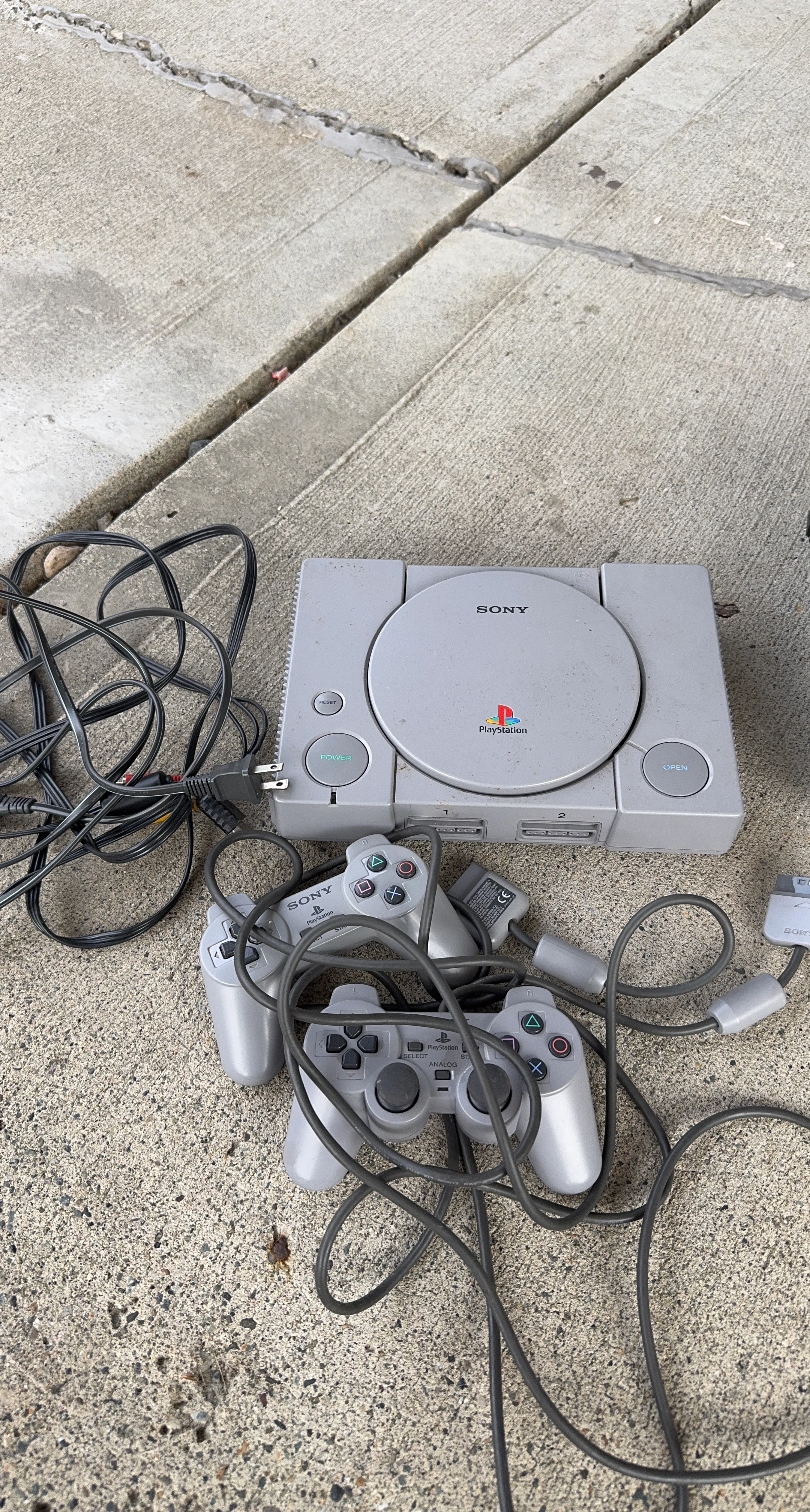Sony PlayStation 1 Console with Two Controllers
