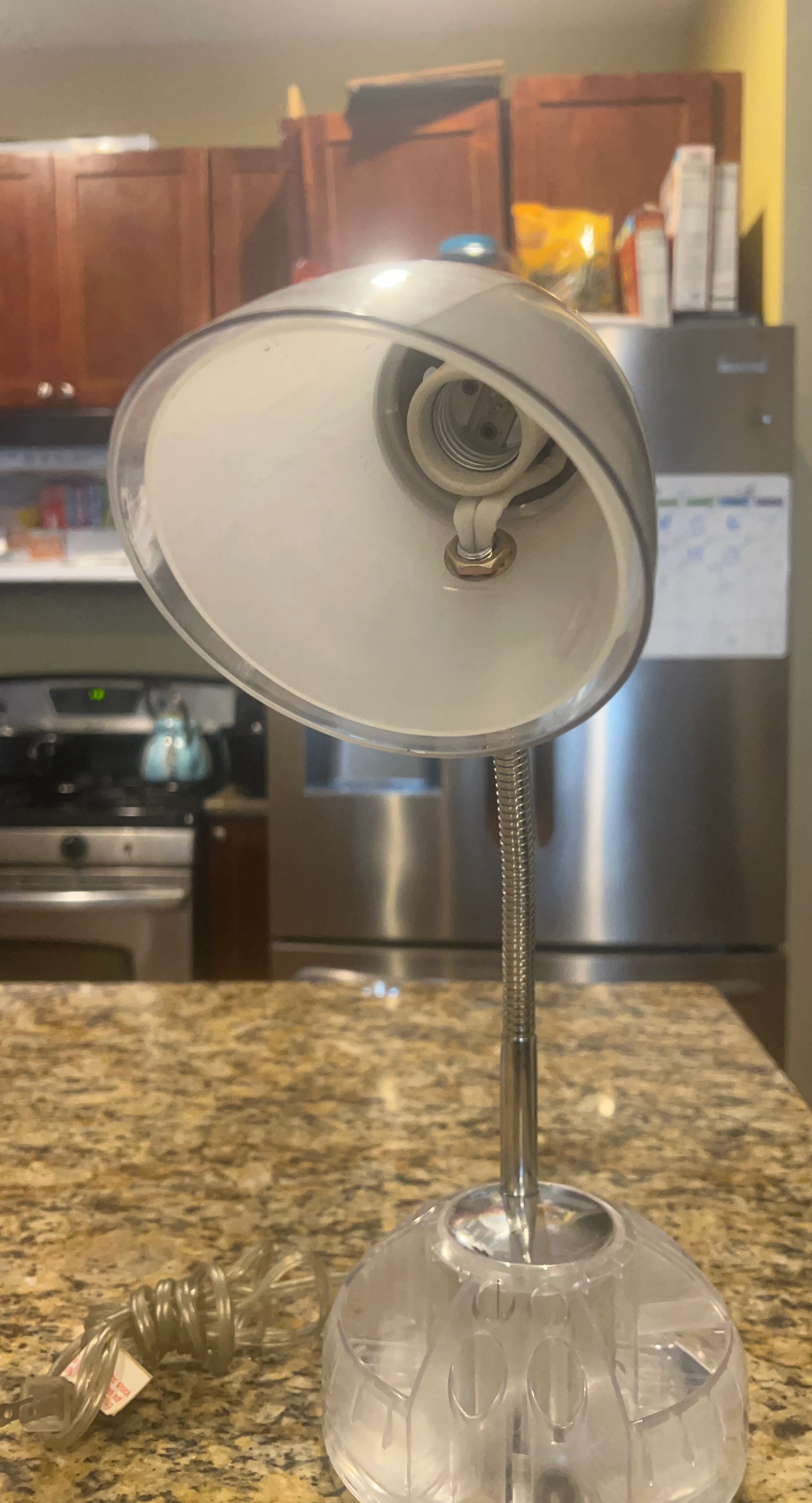 Clear & Silver Gooseneck Desk Lamp
