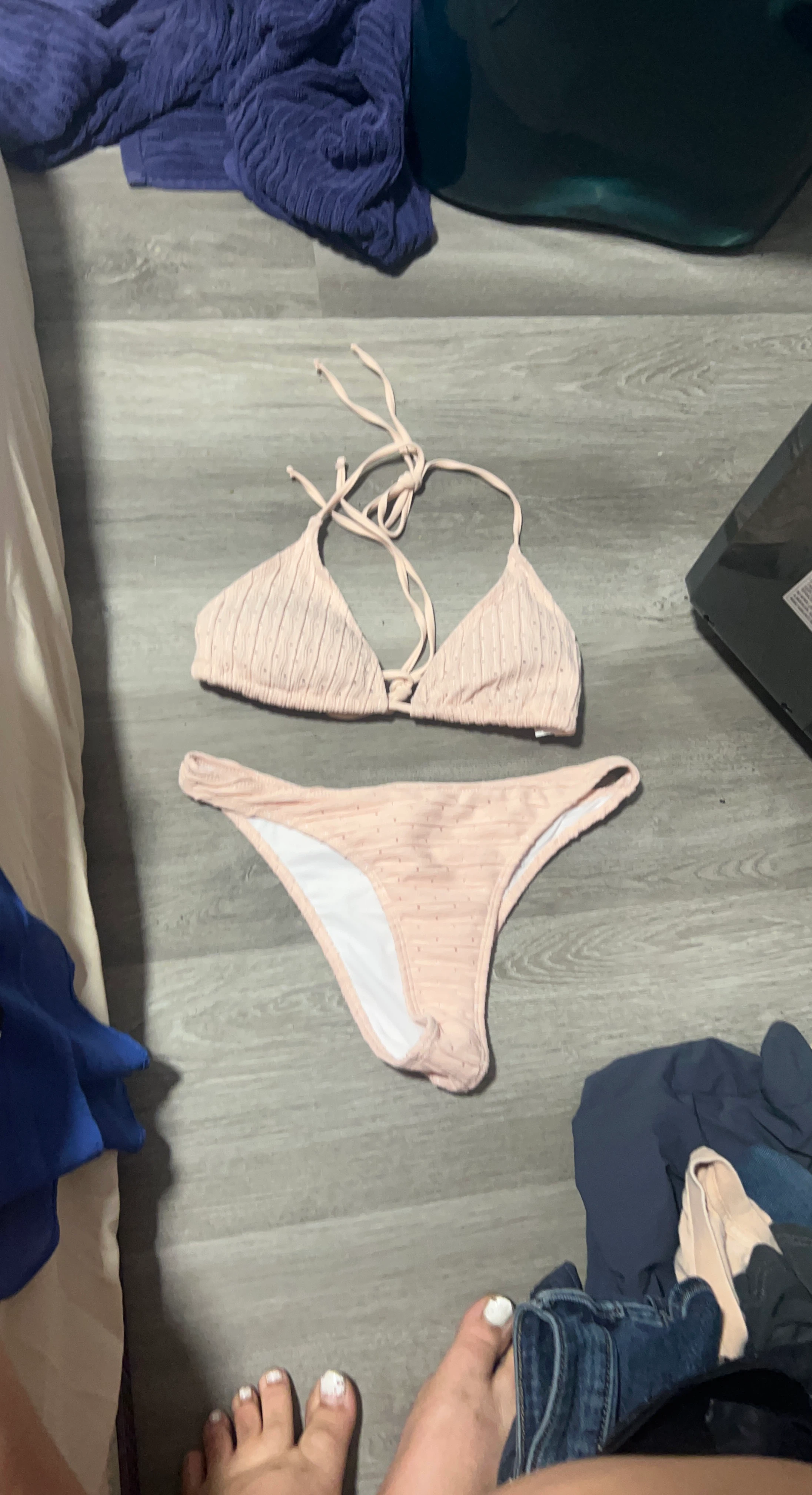 Pink Textured Bikini Set
