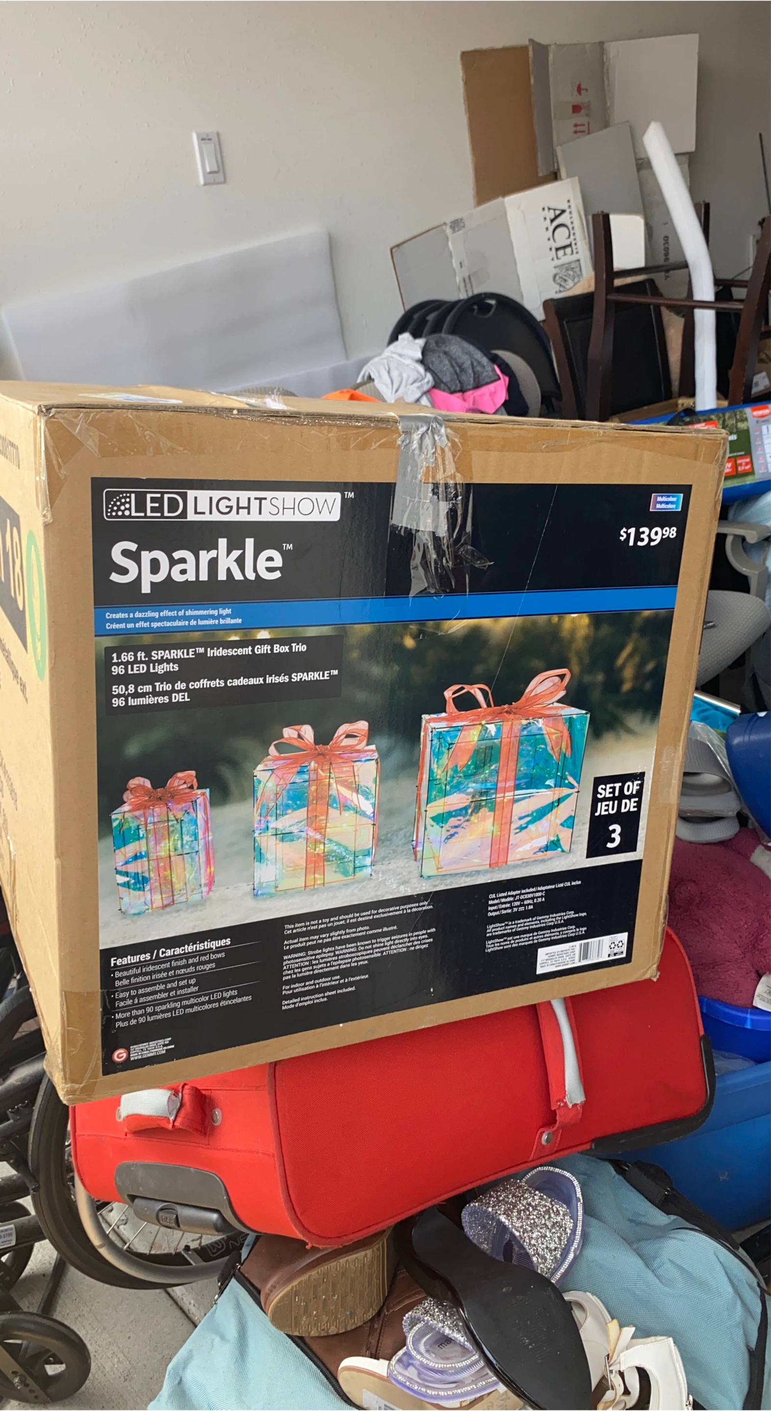 LED Lightshow Sparkle Iridescent Gift Box Trio Set of 3
