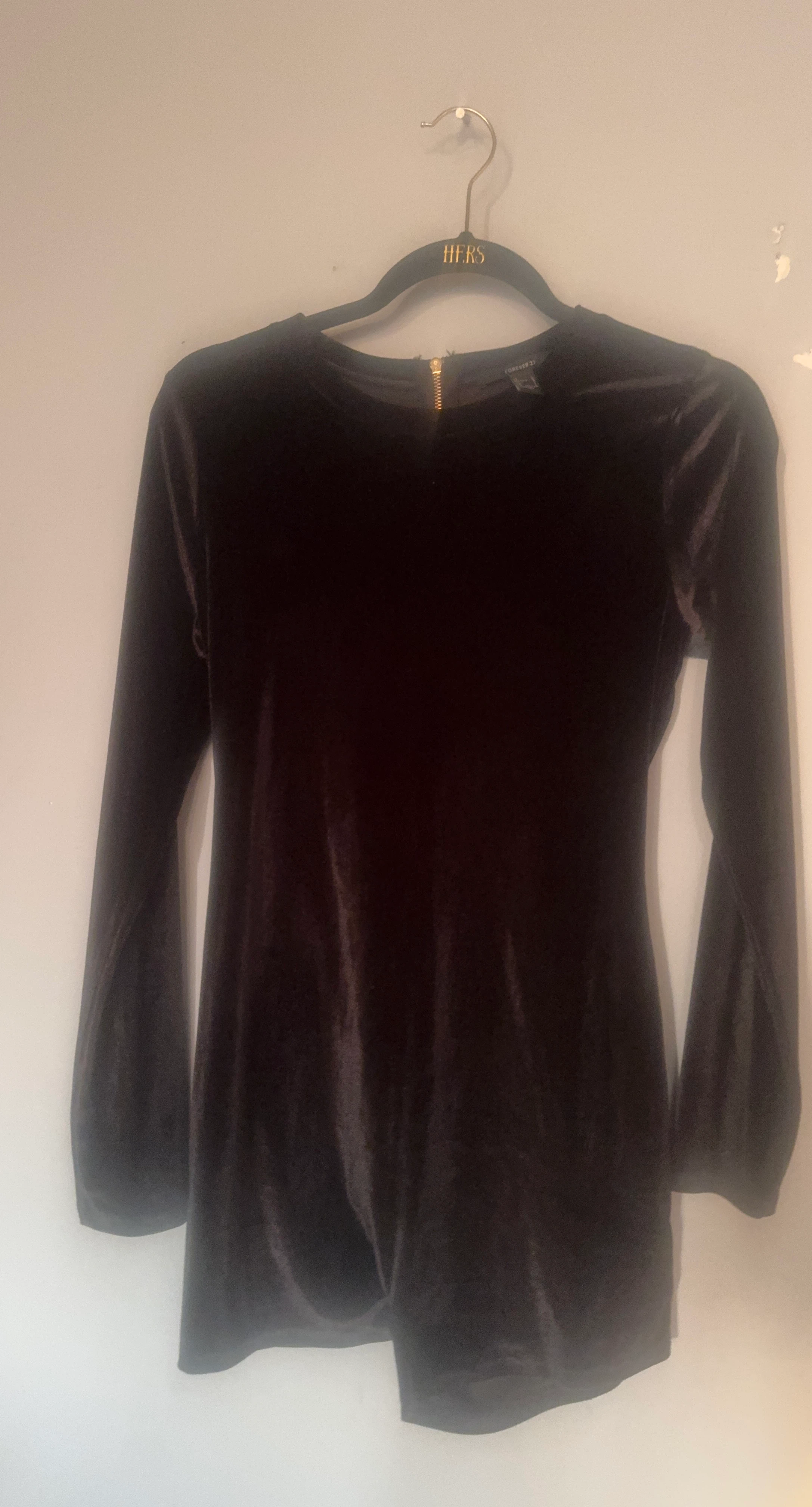 Forever 21 Black Velvet Long Sleeve Romper