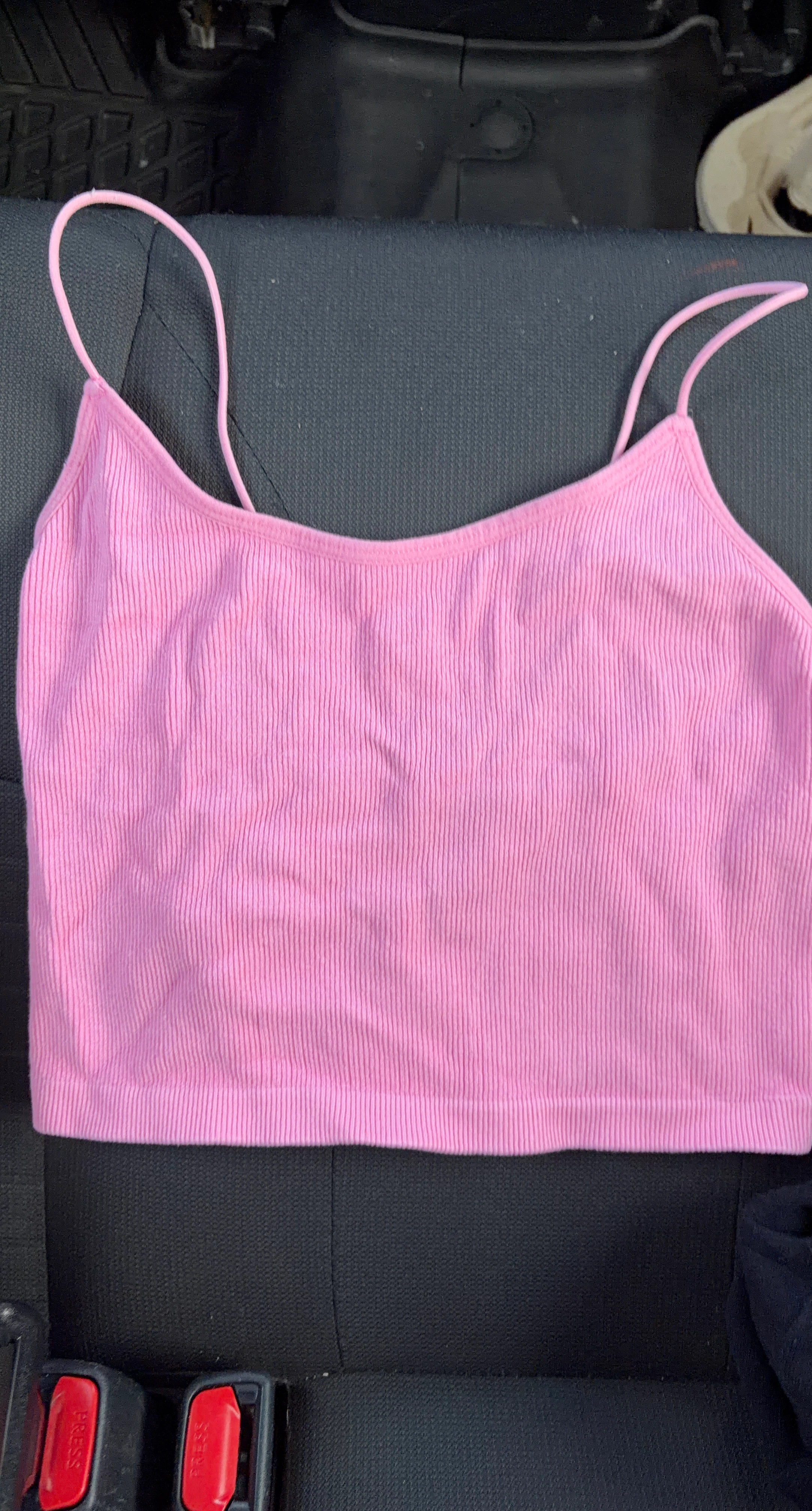 Pink ribbed tank top