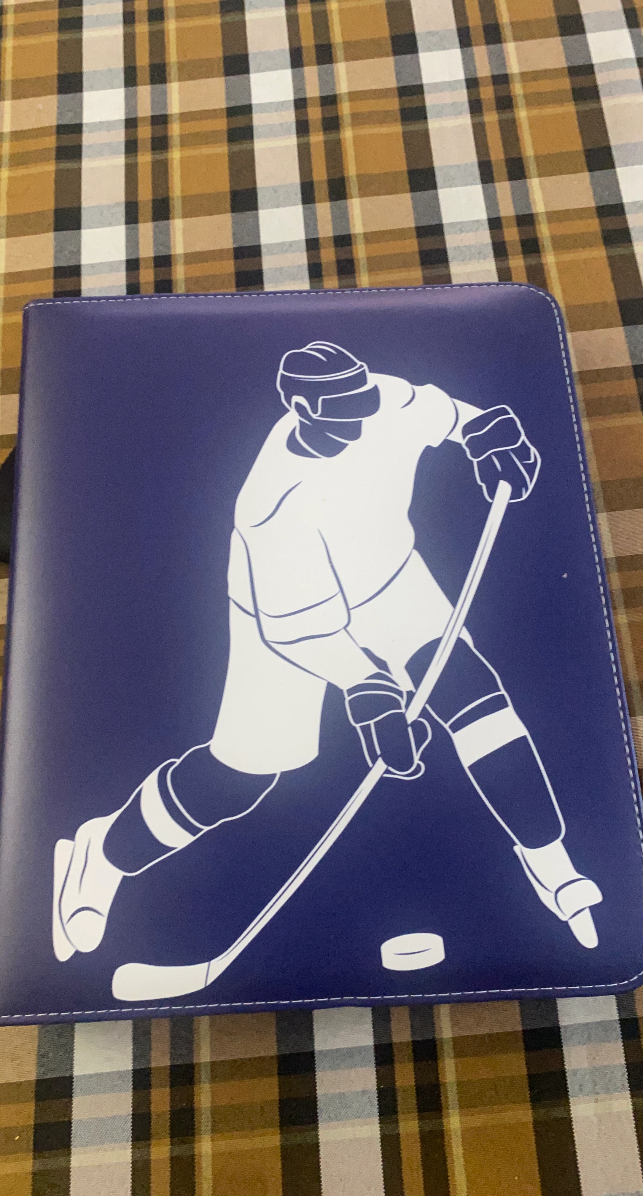 Blue Hockey Player Folder Binder