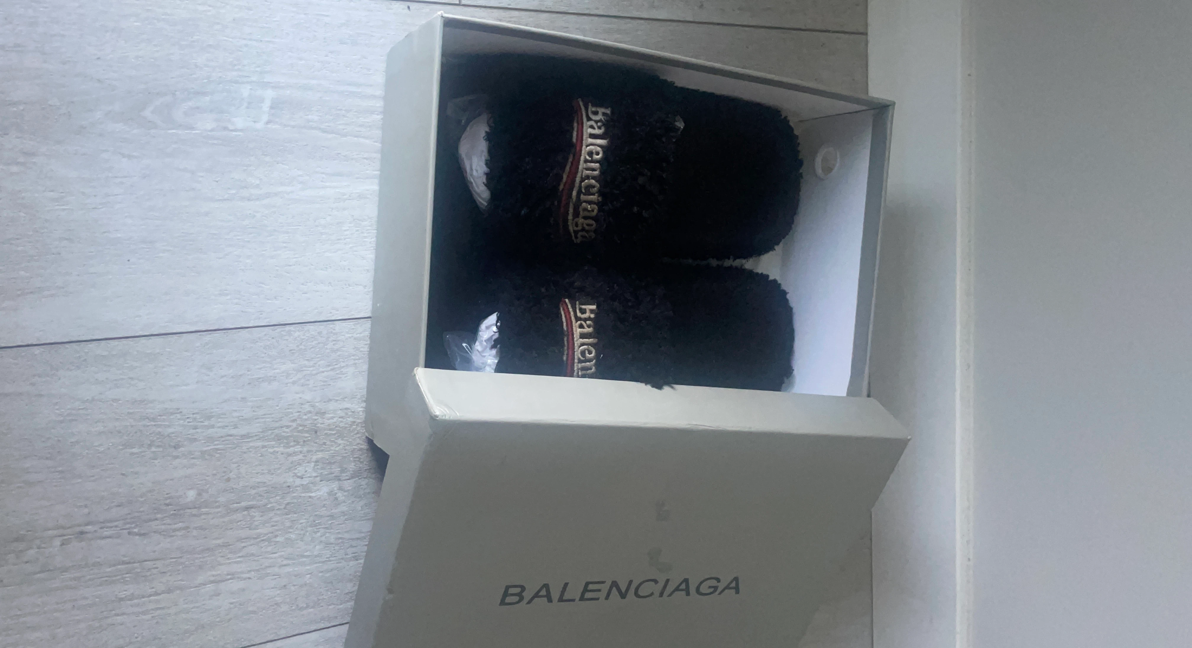 Balenciaga Black Fuzzy Slippers