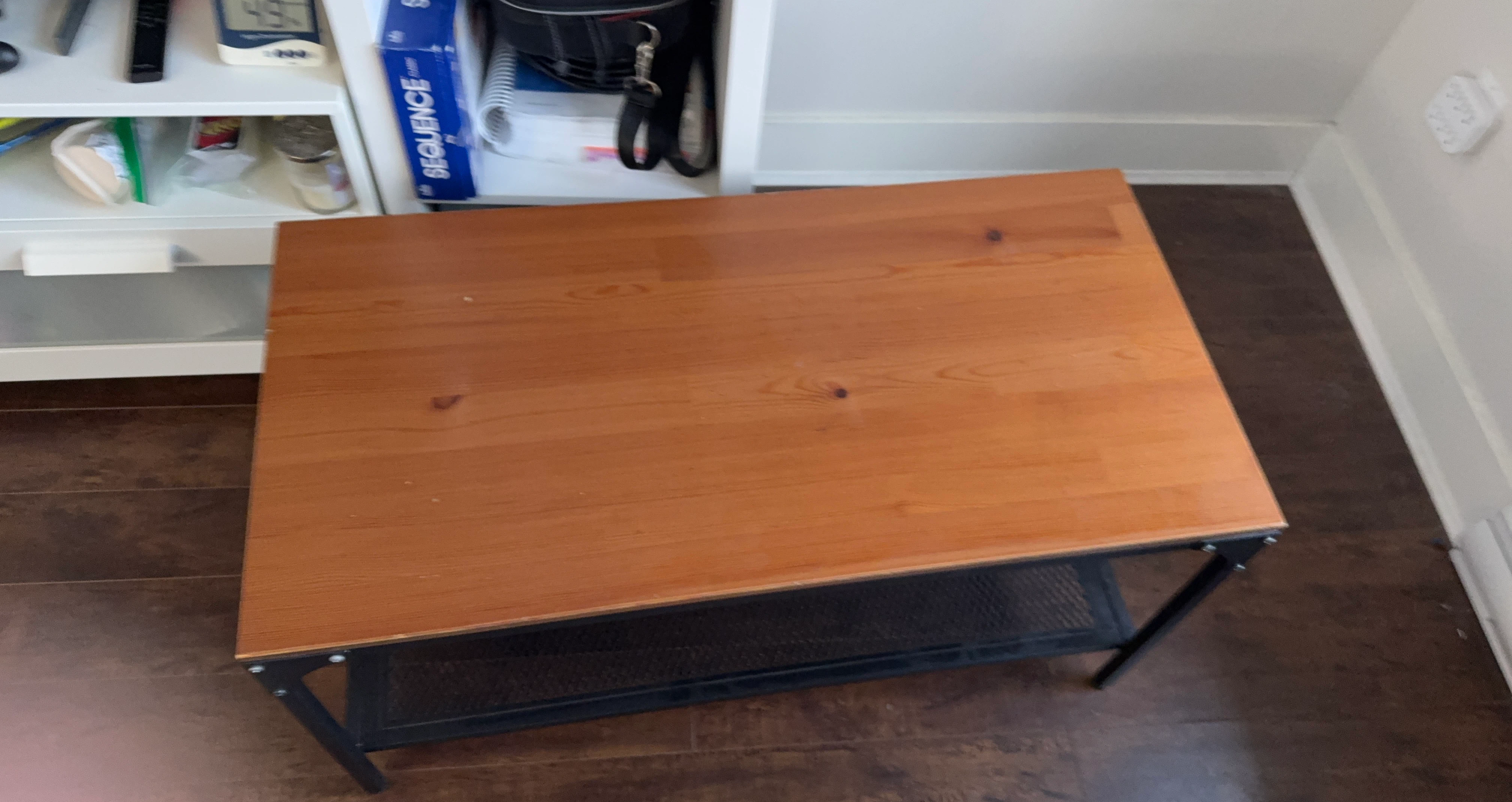 Coffee Table with Wood Top and Black Metal Frame