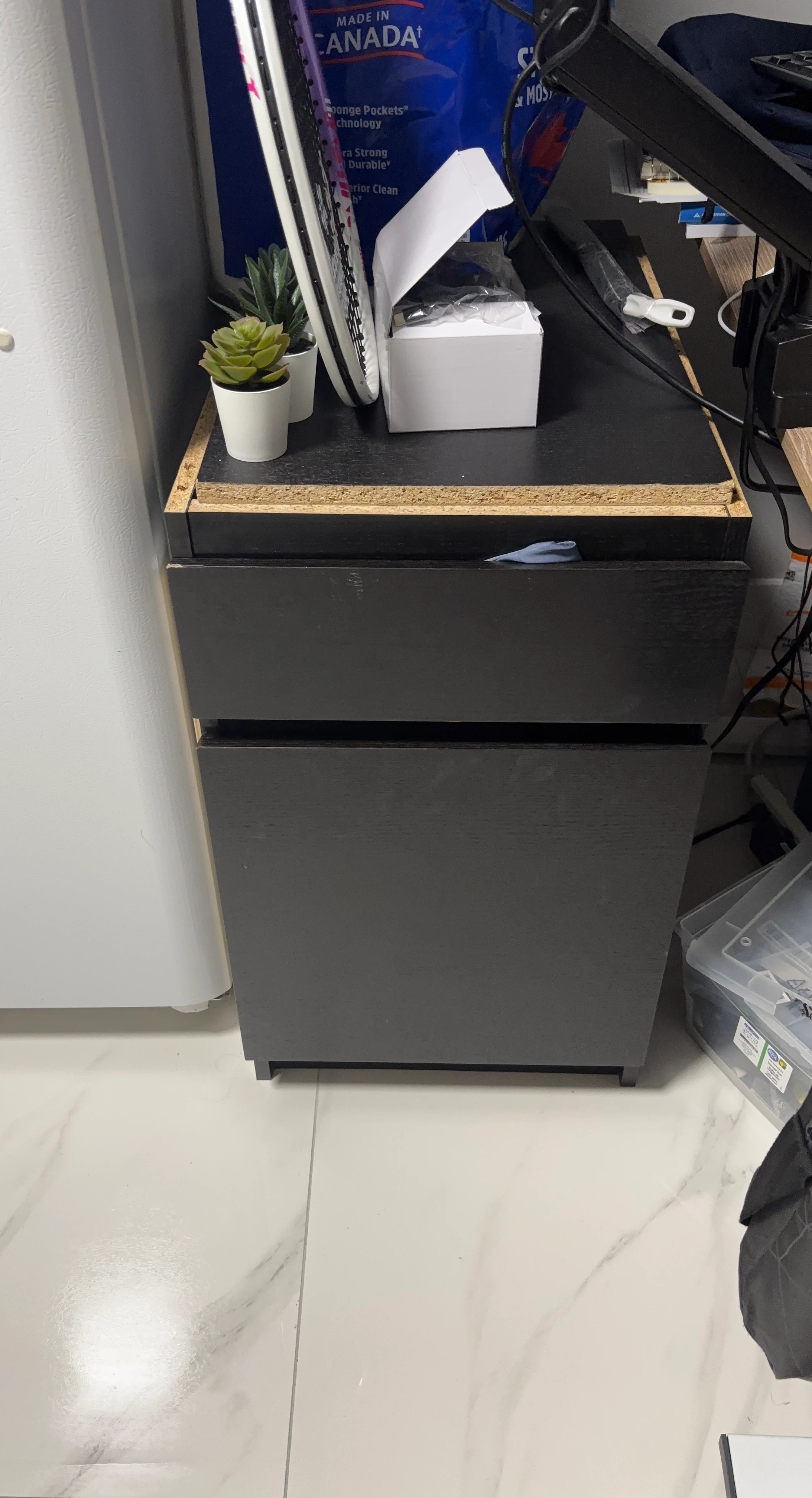 Black 2-Drawer Filing Cabinet (open from top)