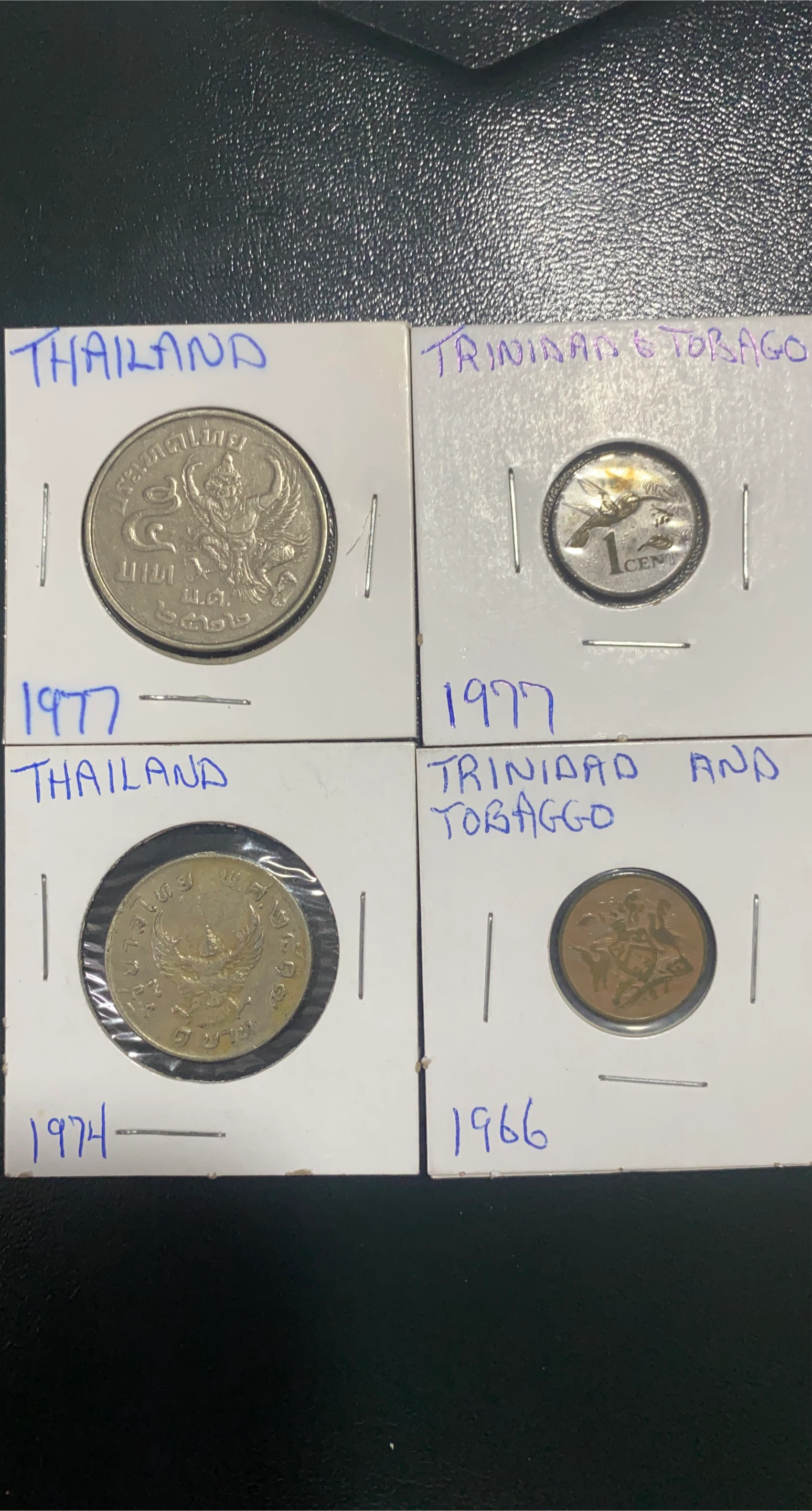 Collection of 4 Coins: Thailand and Trinidad & Tobago