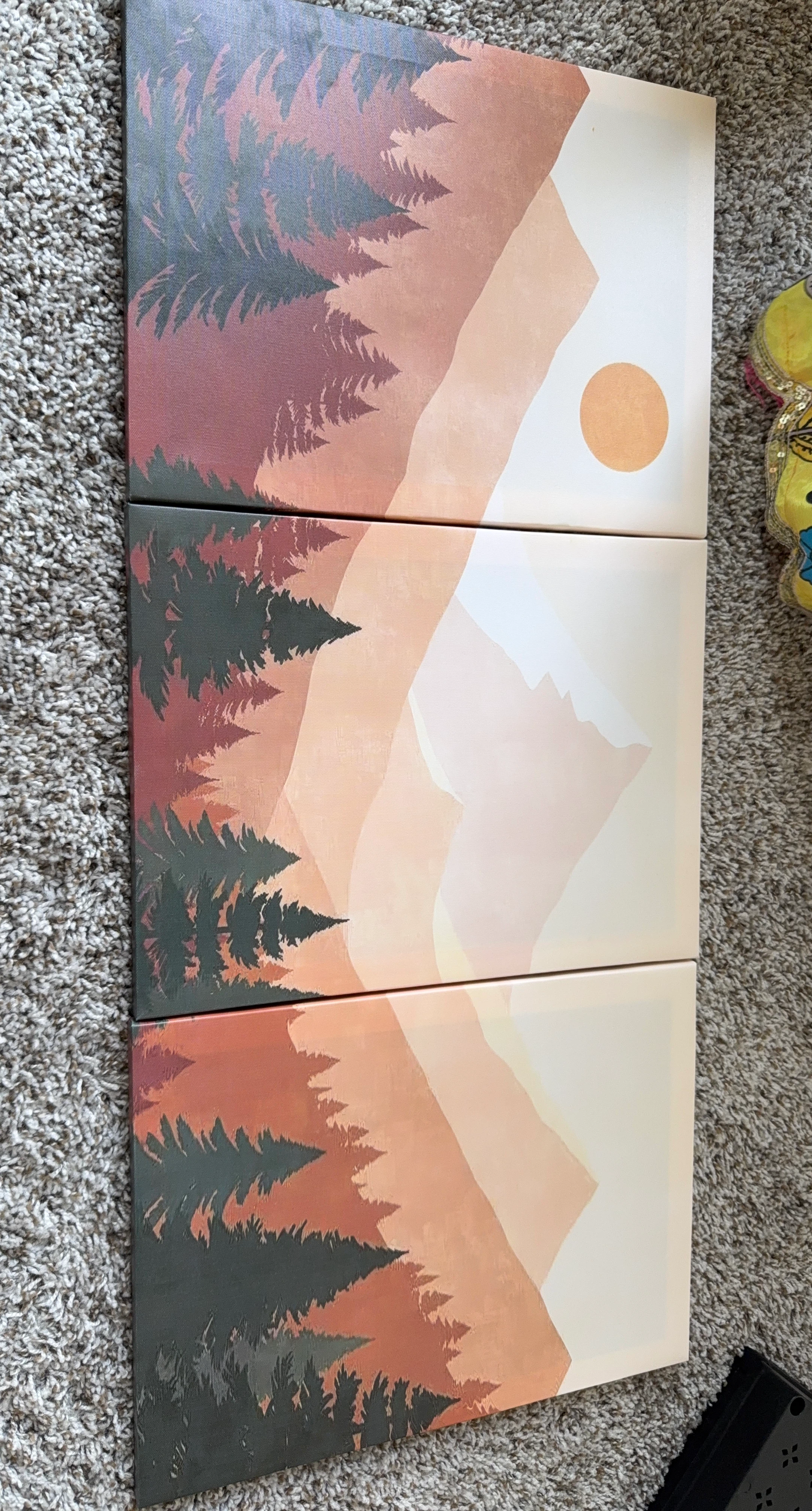 3 Piece Canvas Wall Art Set - Mountain Forest Sunset