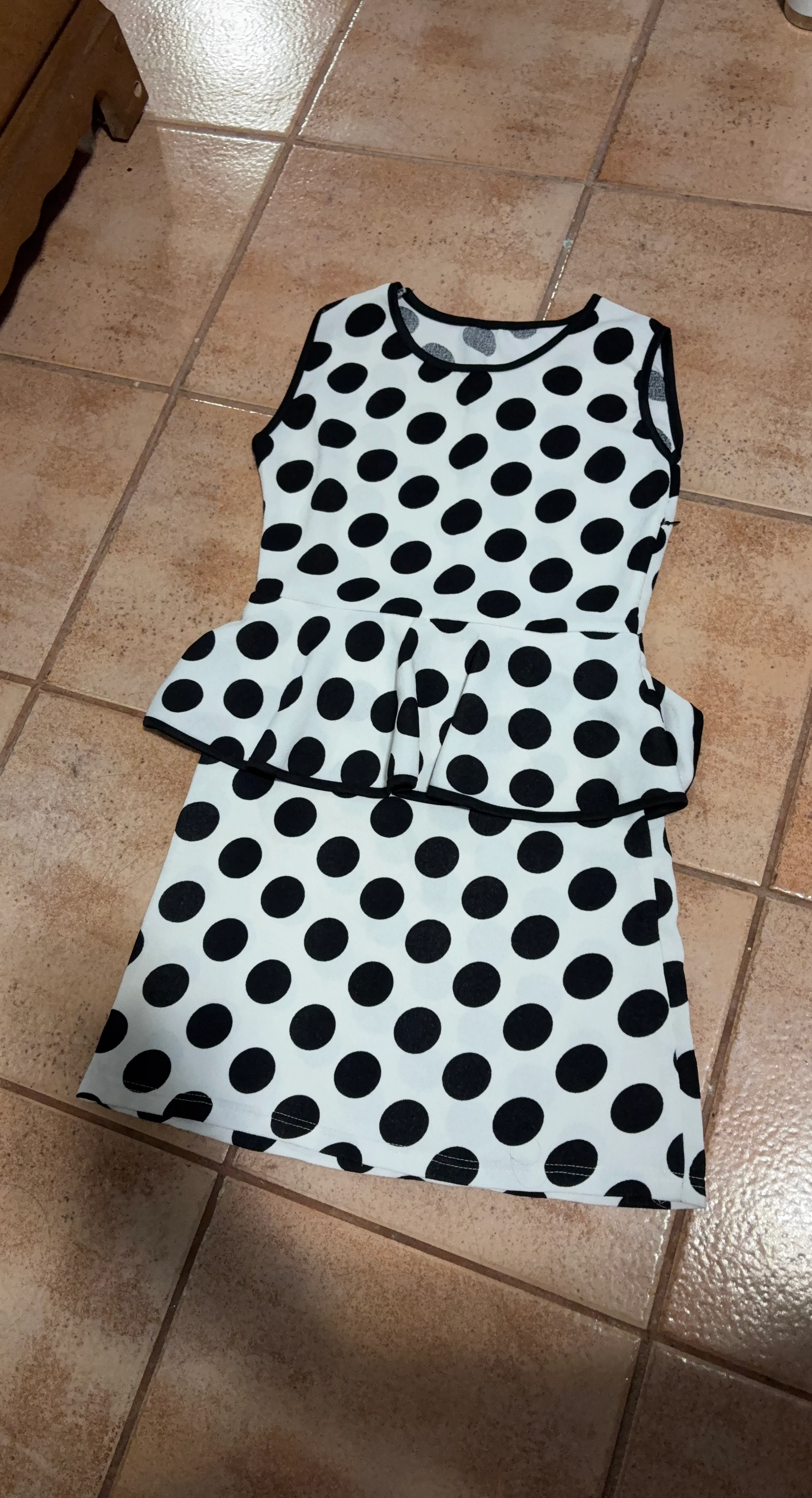 Black and White Polka Dot Peplum Dress