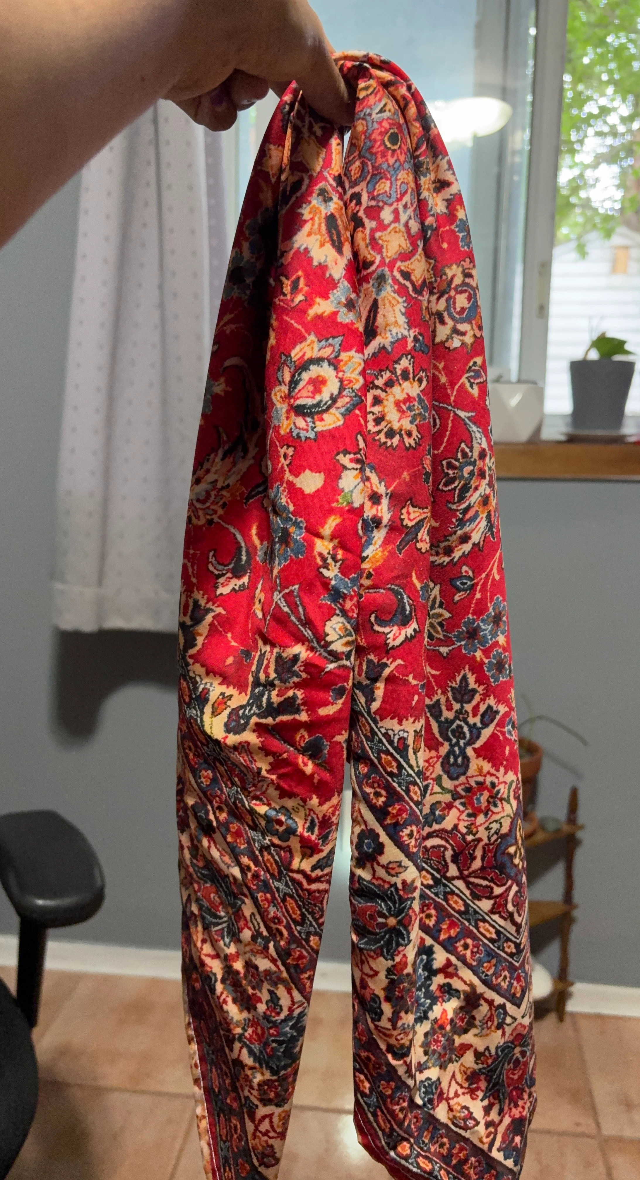 Red Floral Patterned Scarf