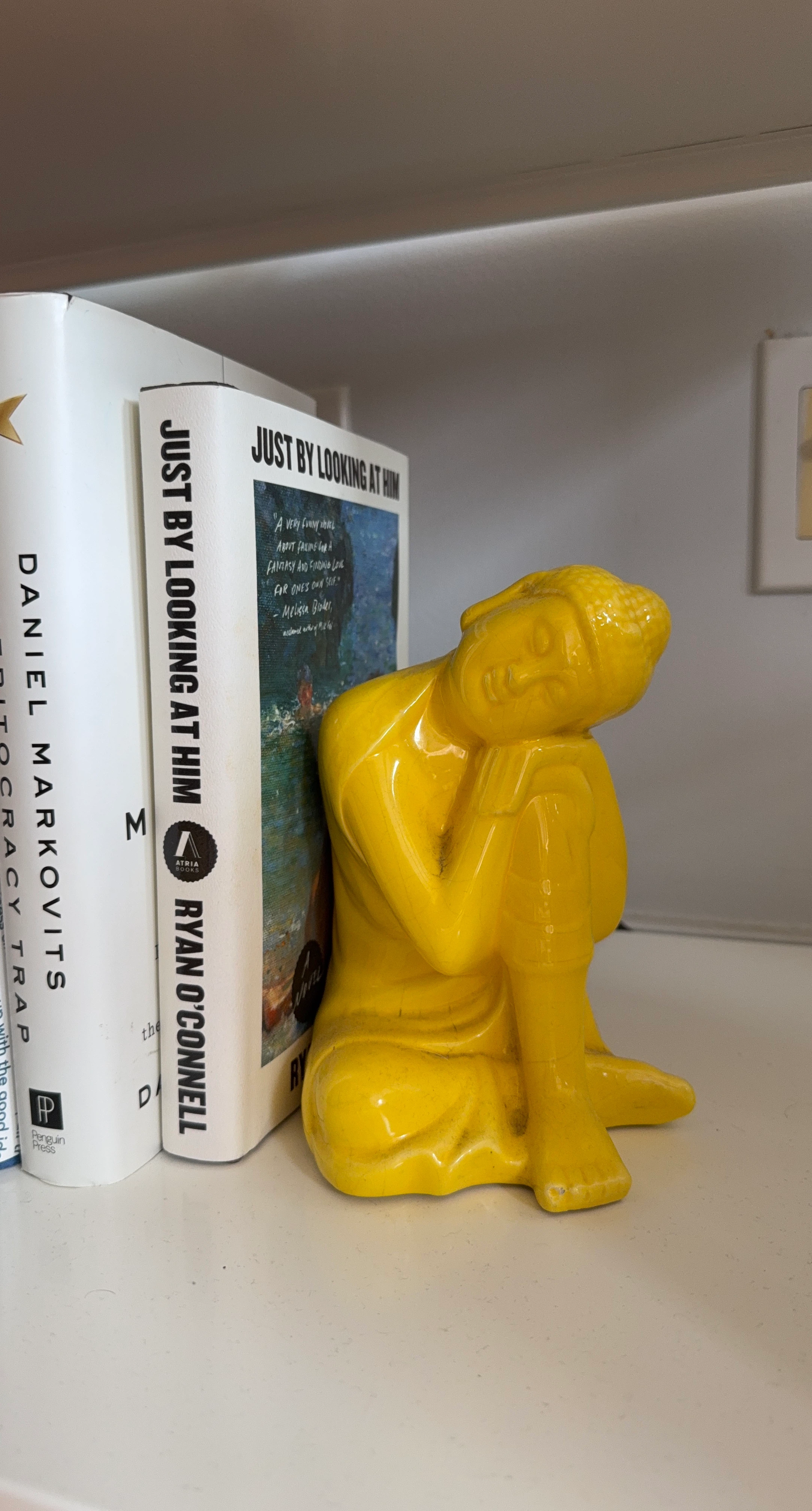 Yellow Ceramic Sitting Figure Decor