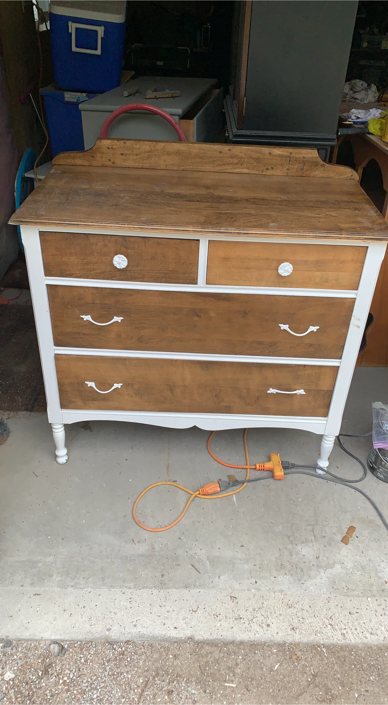 Antique Dresser with White Accents
