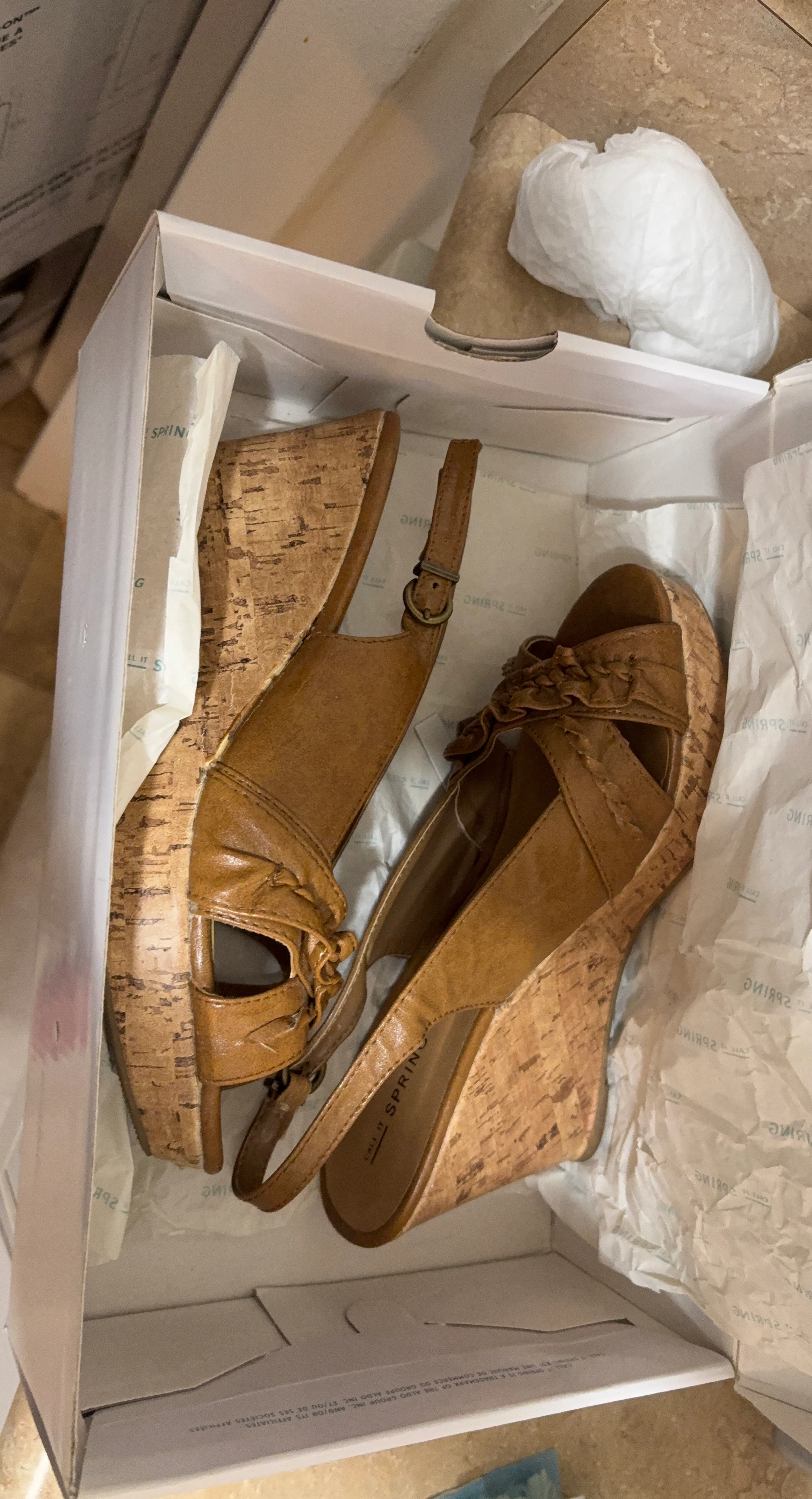 Brown Call It Spring Wedge Sandals