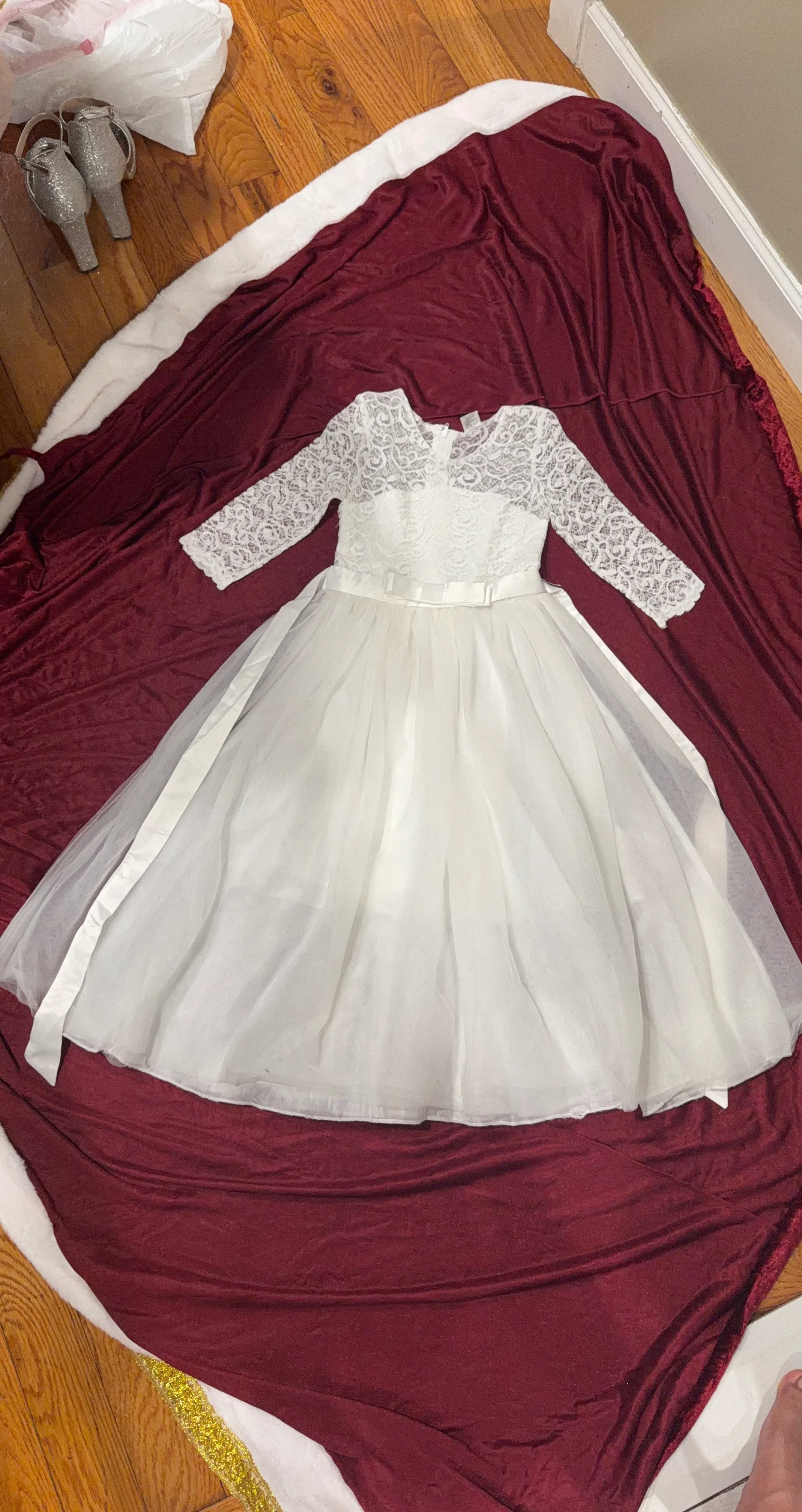 White Lace Dress with Tulle Skirt