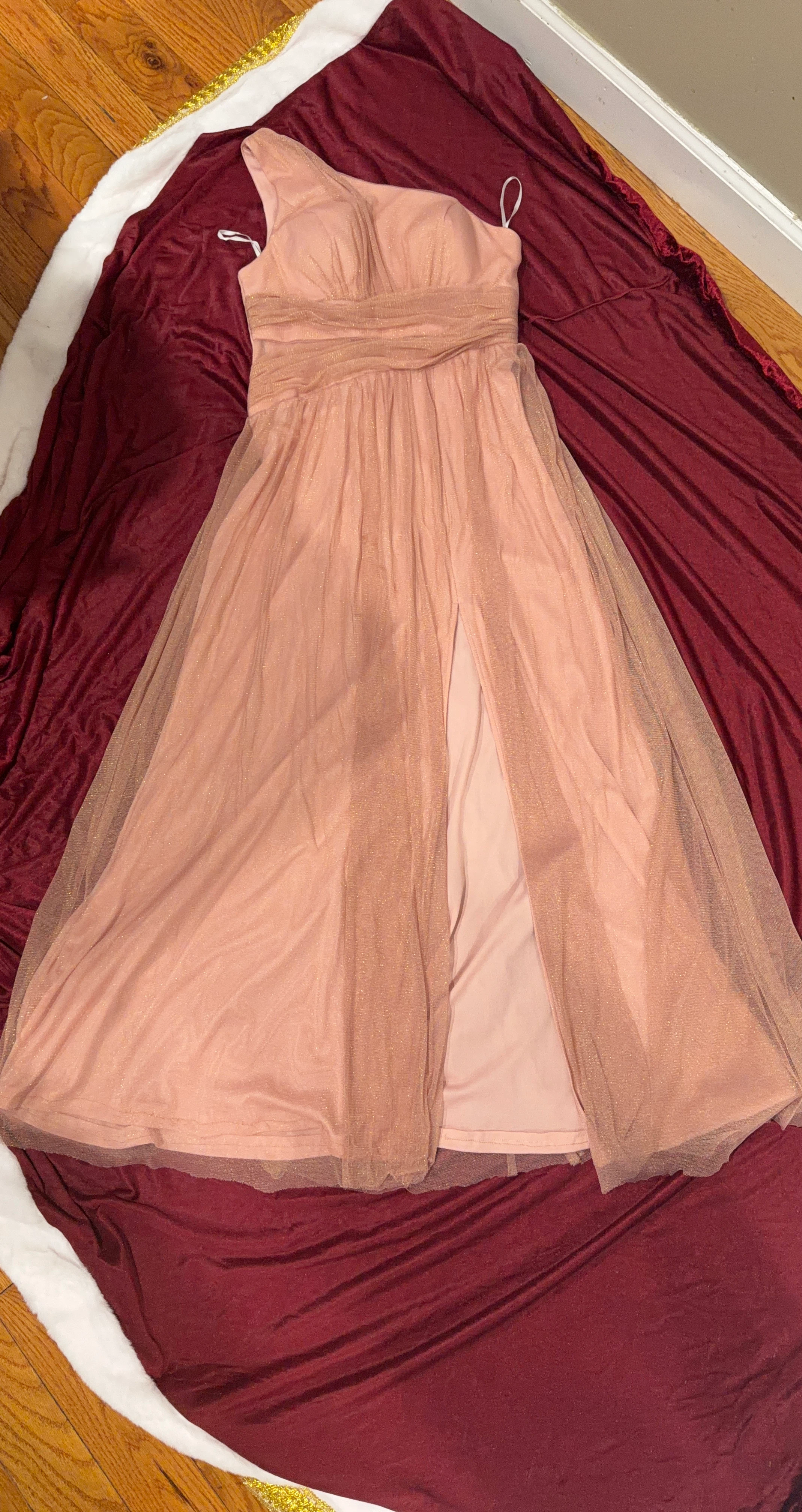Pink One-Shoulder Tulle Prom Dress with Sparkle