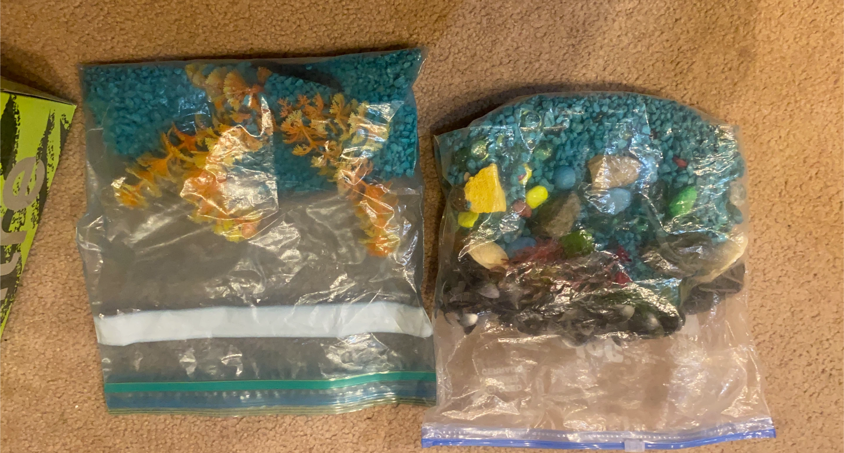 Aquarium Decor Gravel and Plants Set